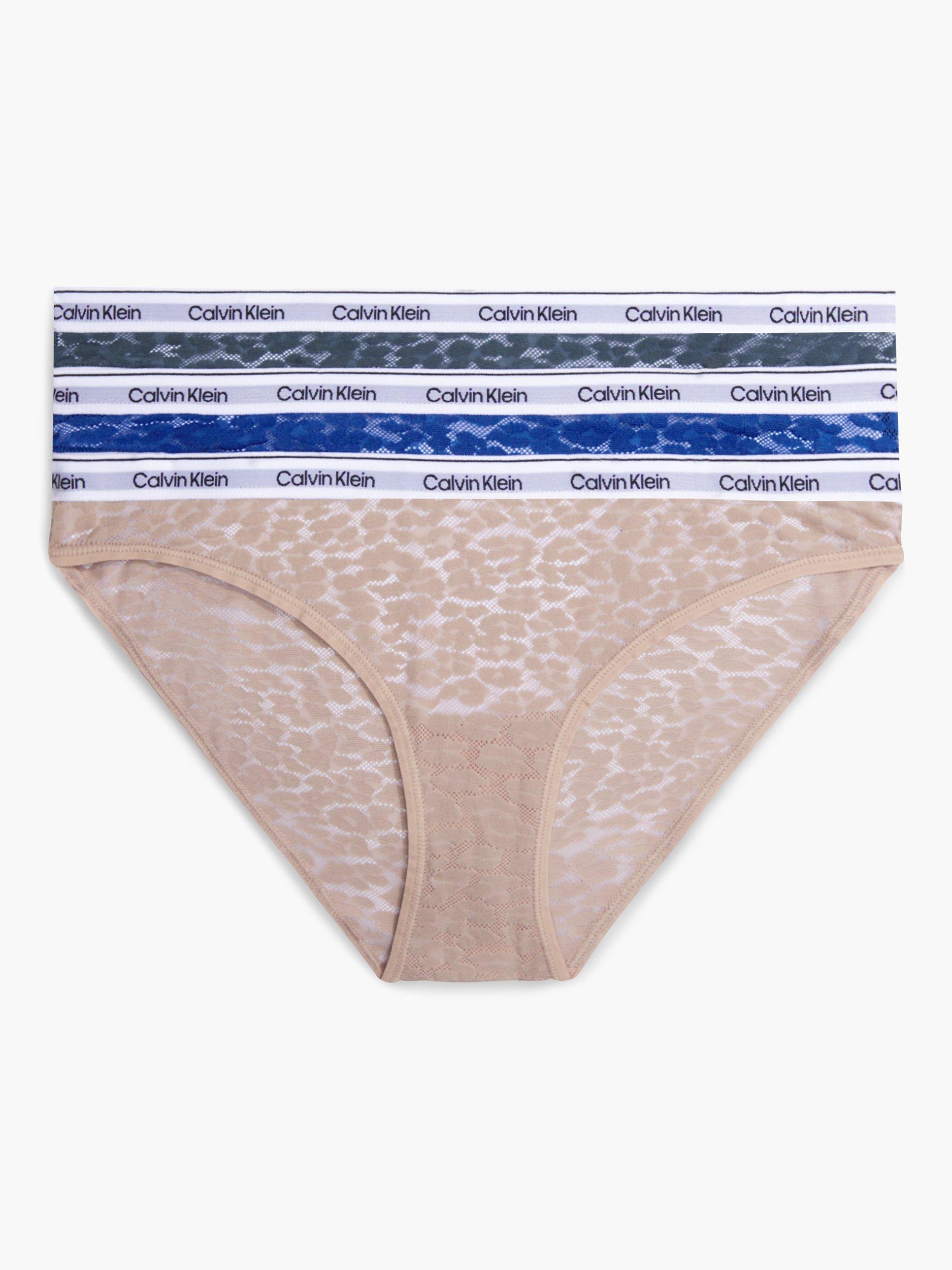 Calvin Klein Lace Bikini Briefs, Pack of 3, True Navy/ Sphinx/Dark Slate