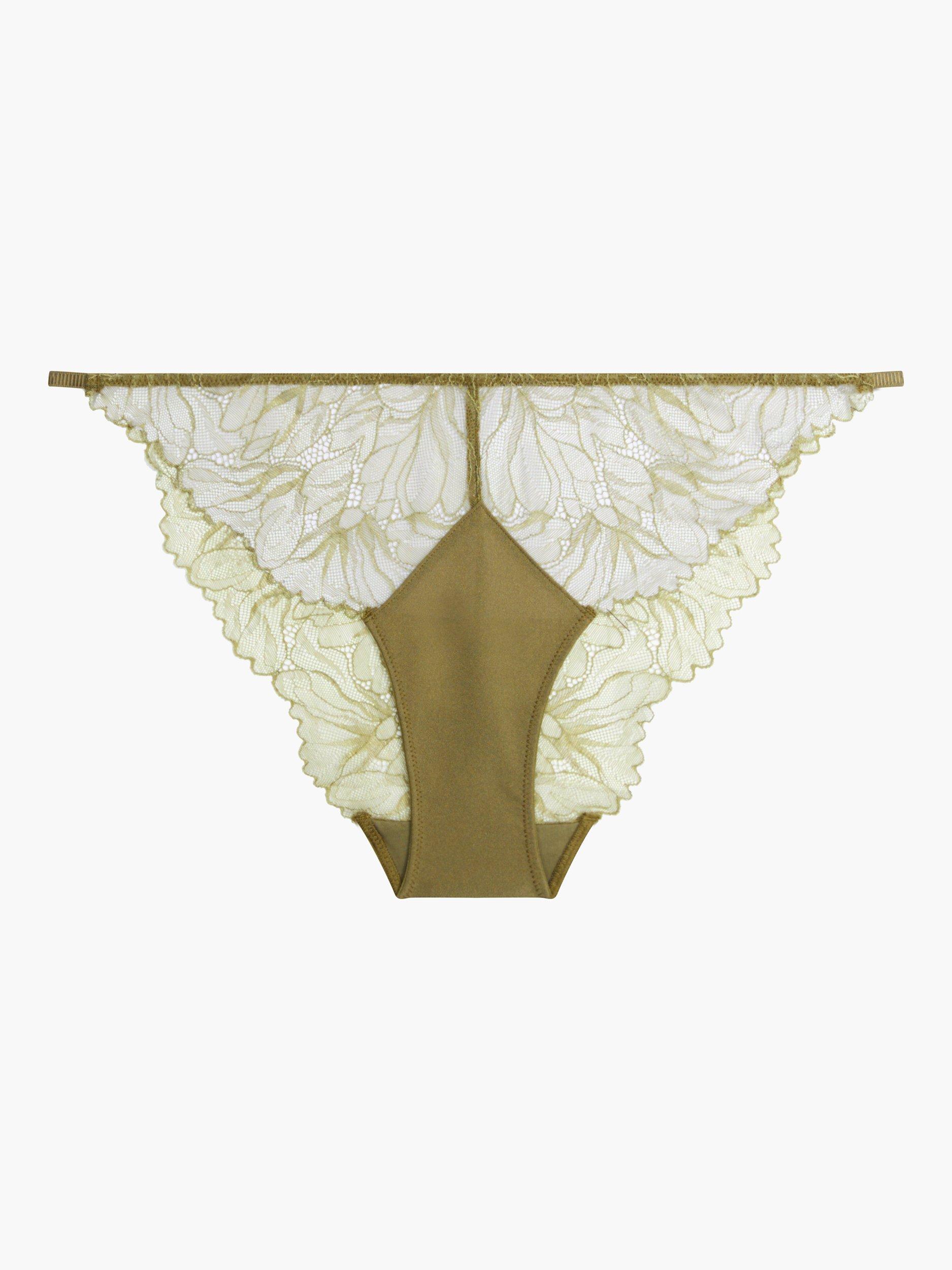 Calvin Klein Floral Lace Bikini Briefs, Dusky Green