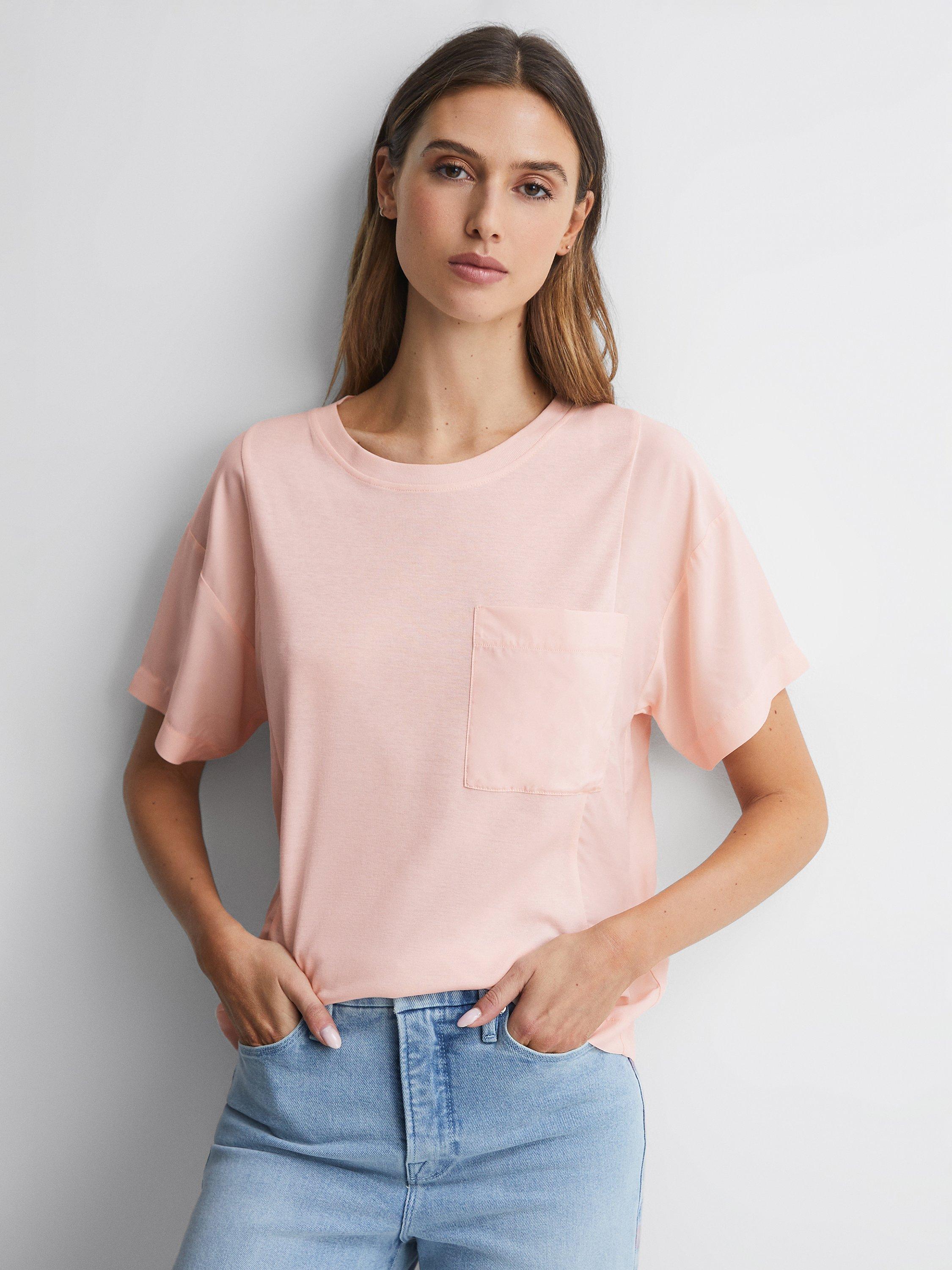 Reiss Sofia Casual Fit Crew Neck T-Shirt, Pink