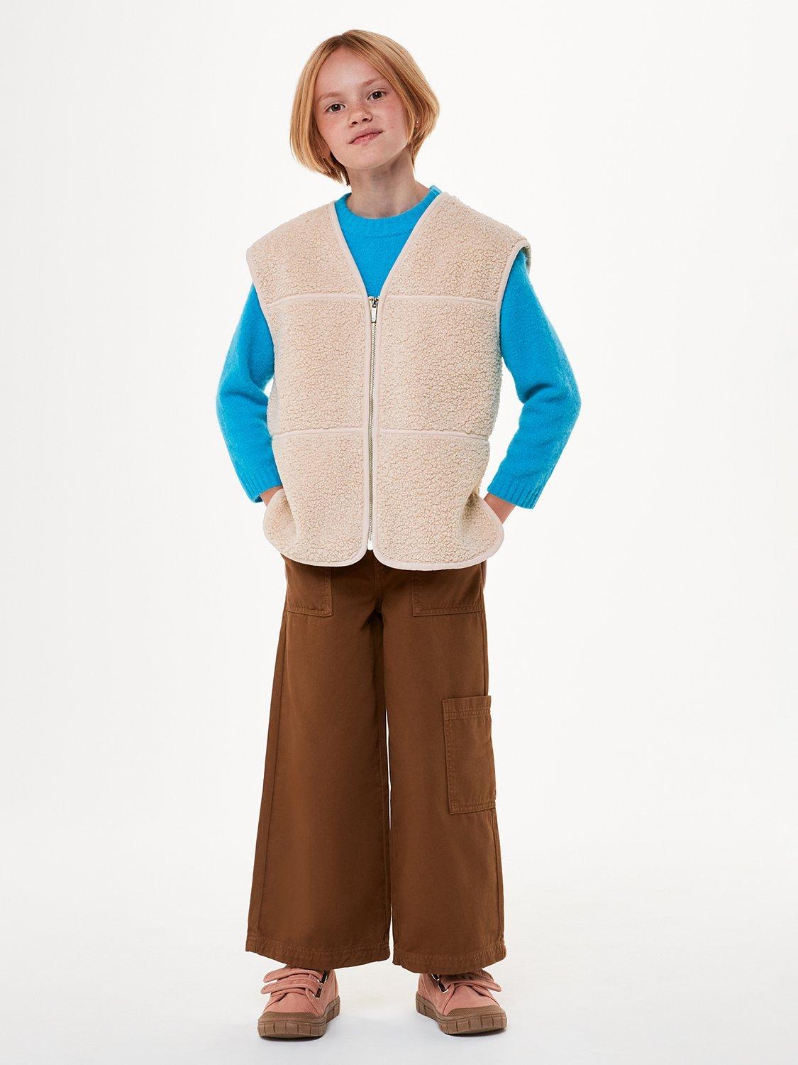 Product image 1 of 4, which shows Whistles Kids' Billie Fleece Gilet, Ivory, 3-4 years