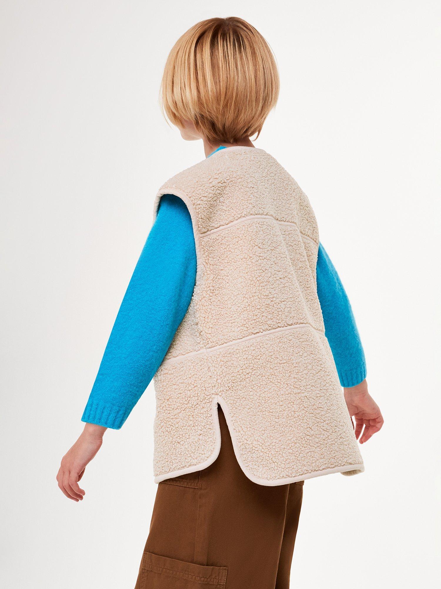 Product image 2 of 4, which shows Whistles Kids' Billie Fleece Gilet, Ivory, 3-4 years