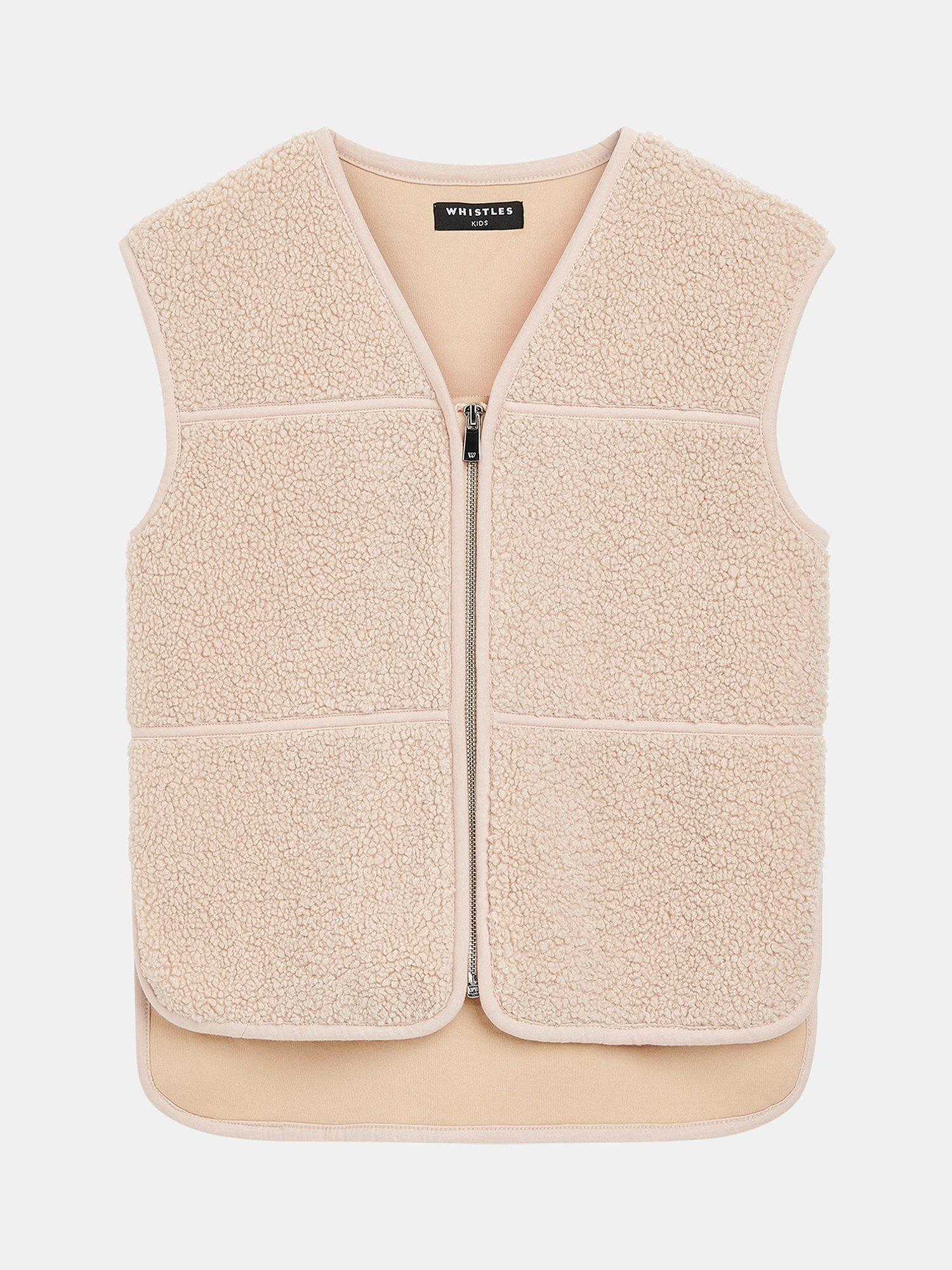 Product image 4 of 4, which shows Whistles Kids' Billie Fleece Gilet, Ivory, 3-4 years
