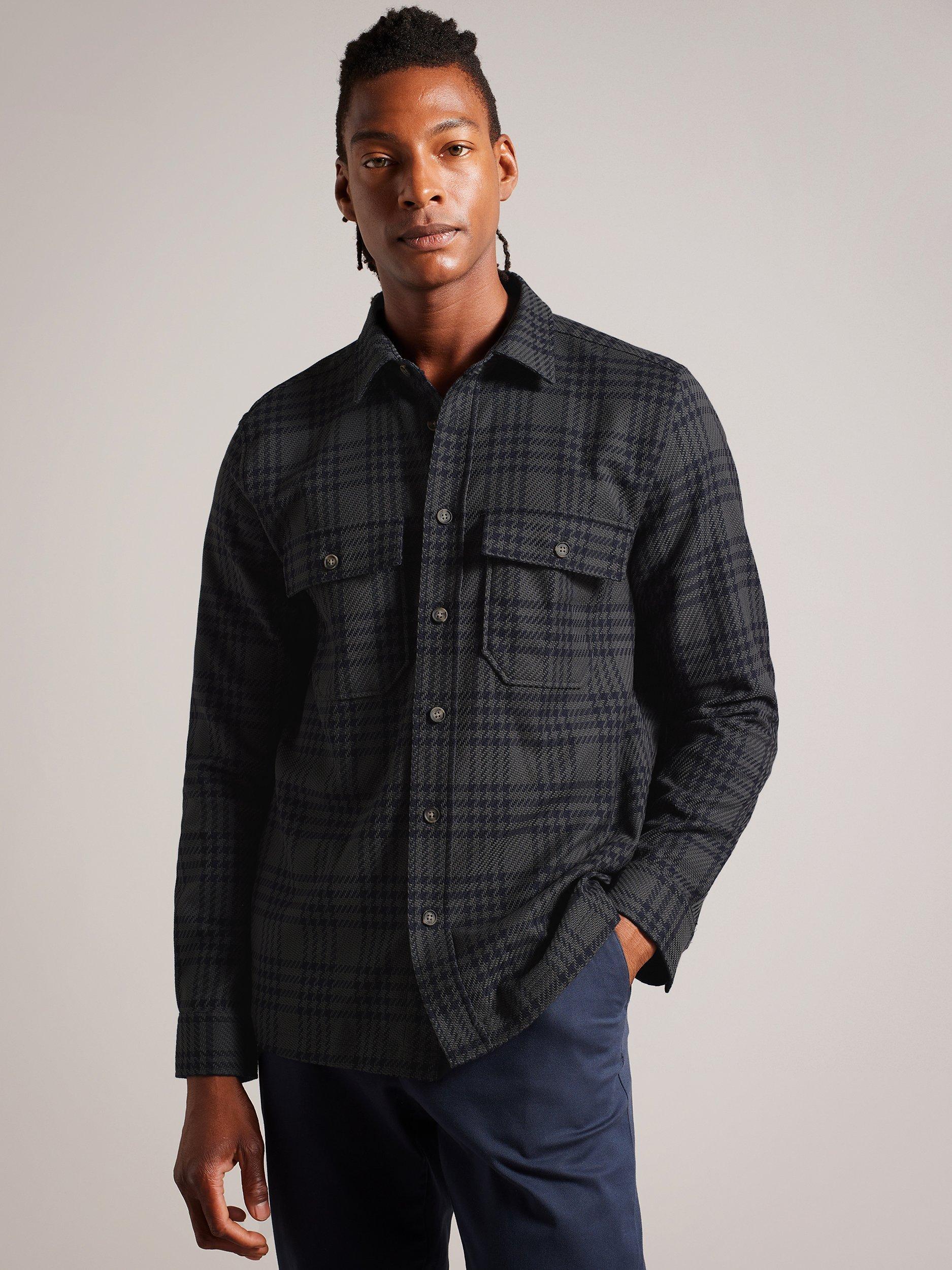 Ted Baker Chieti Long Sleeve Textured Check Over Shirt