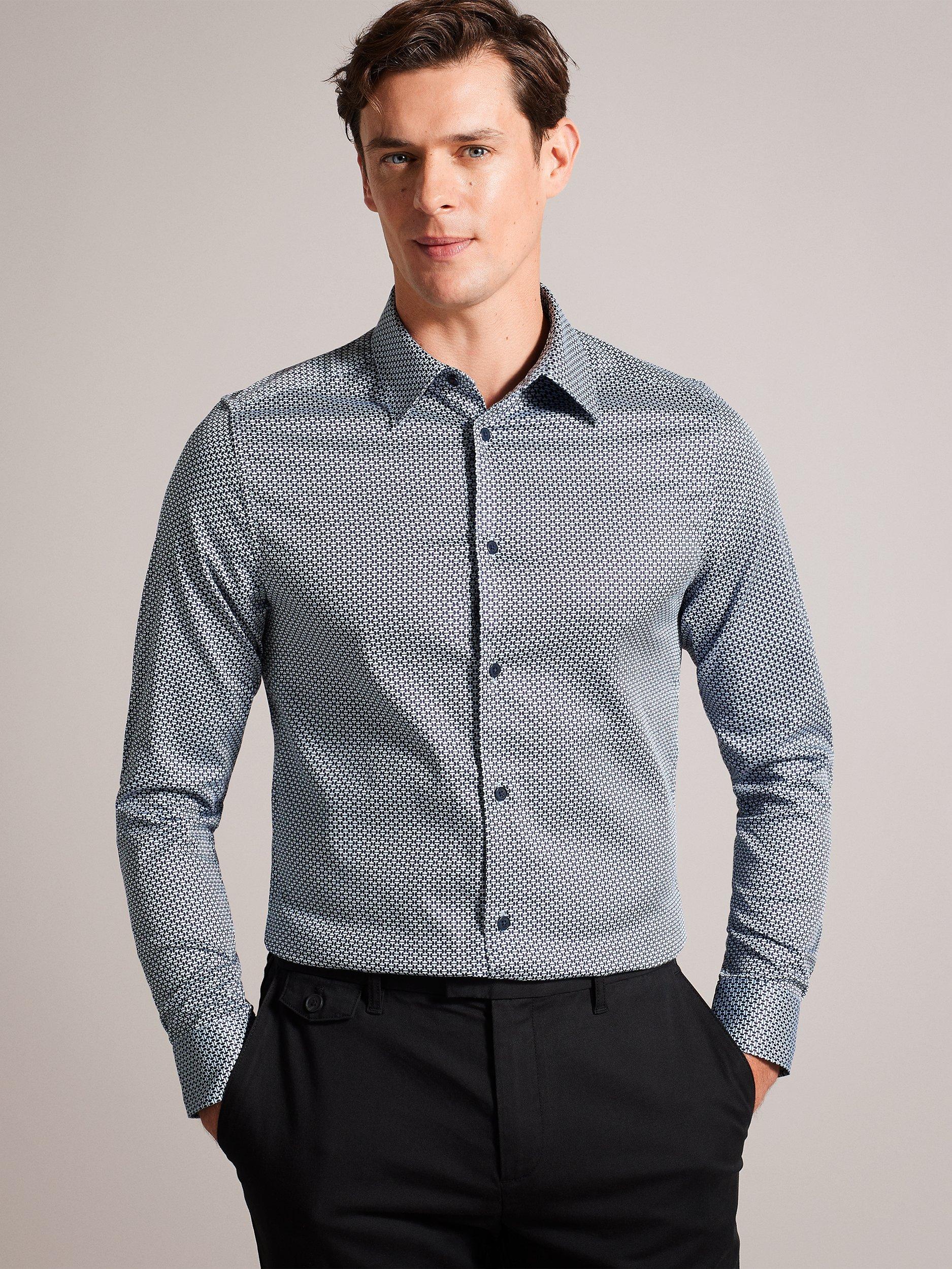 Ted Baker Faenza Long Sleeve Geo Shirt, Blue