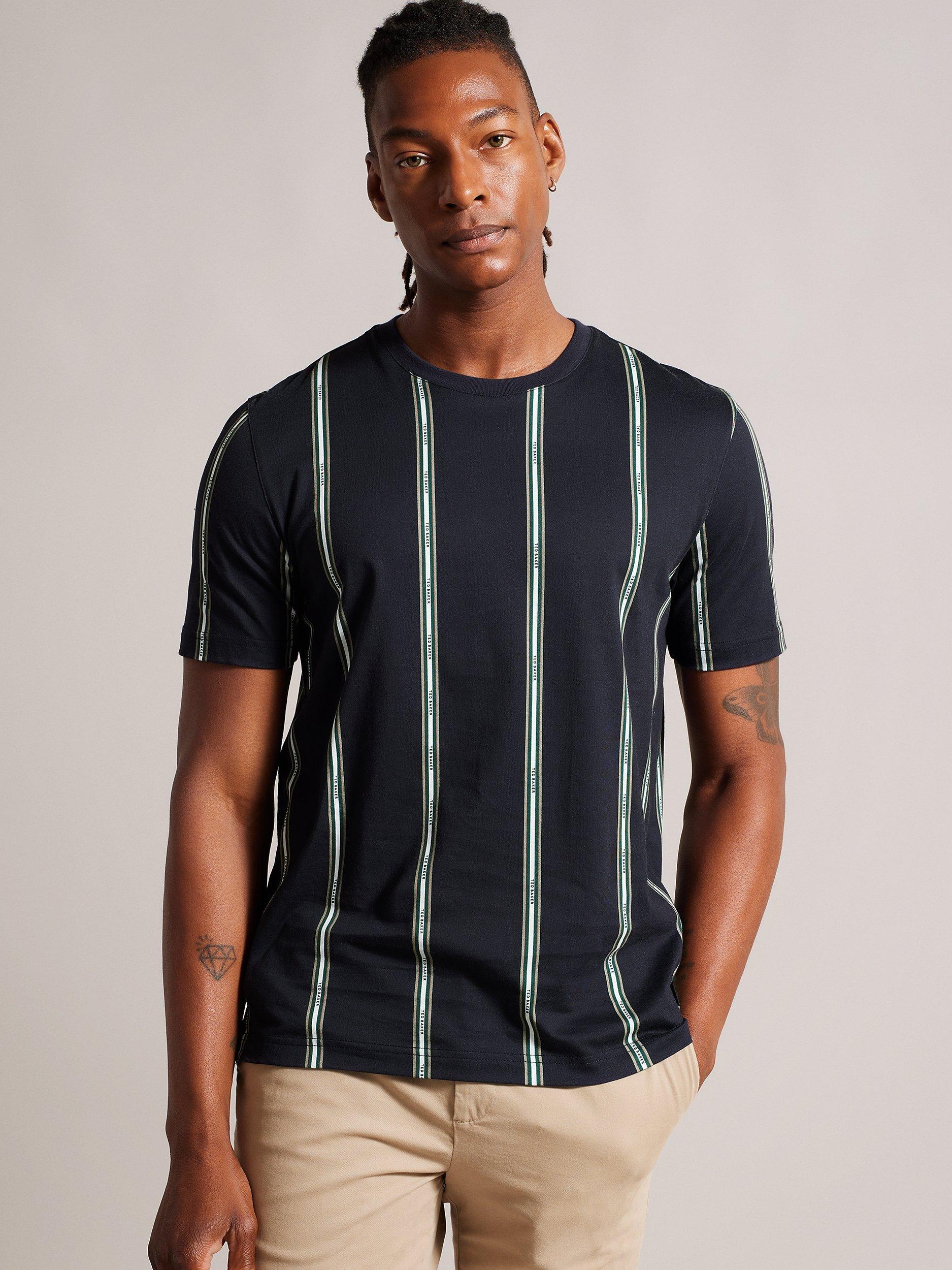 Ted Baker Short Sleeve Striped T-Shirt, Navy/Multi