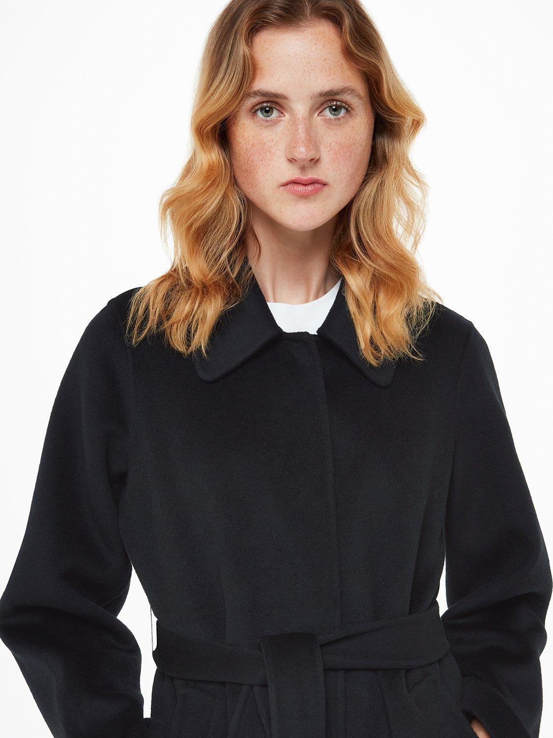 Product image 5 of 6, which shows Whistles Nell Belted Doubled Faced Coat, Black, 18