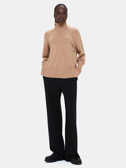Whistles Petite Cashmere Roll Neck Jumper, Camel