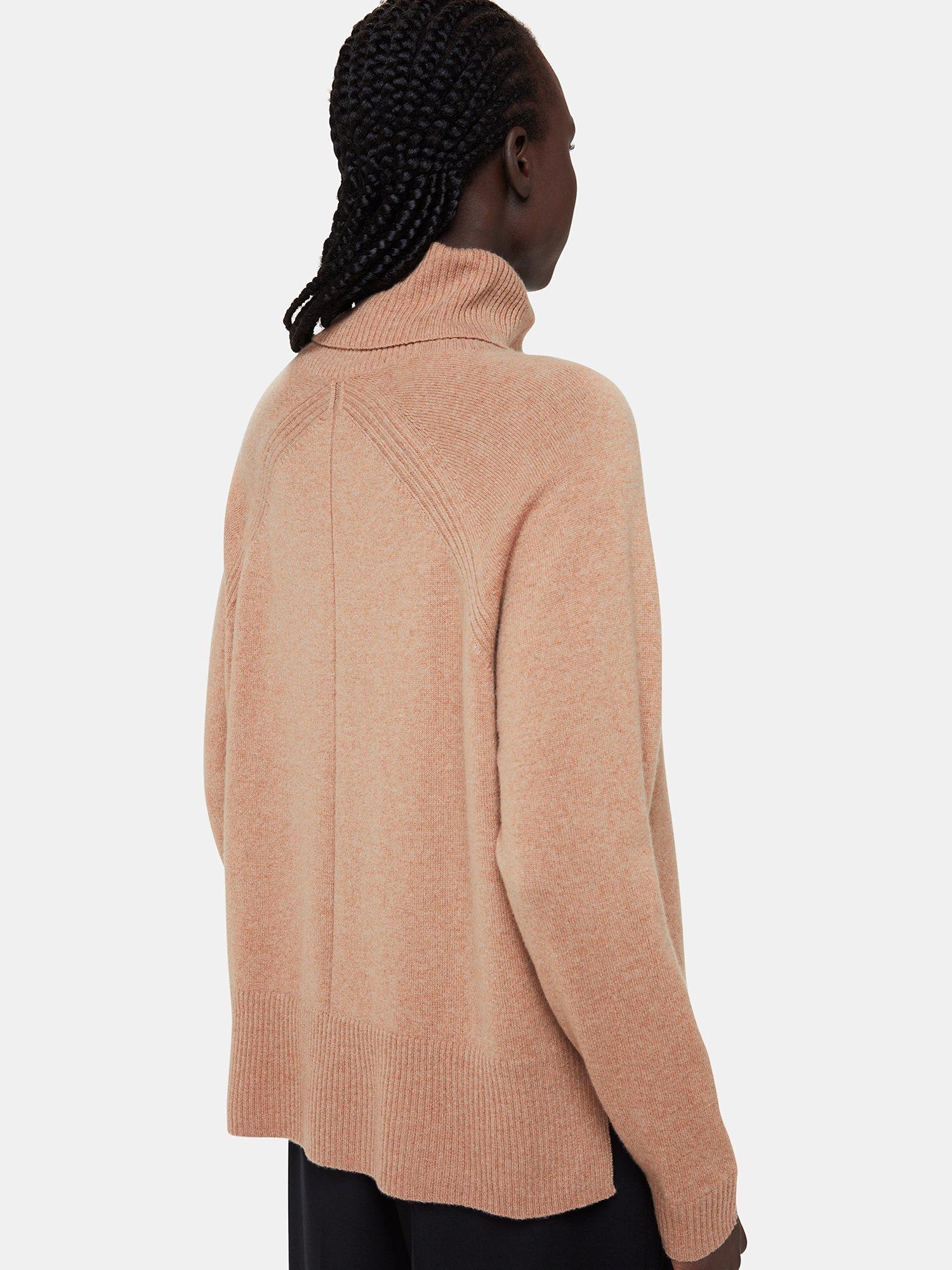 Product image 2 of 6, which shows Whistles Petite Cashmere Roll Neck Jumper, Camel, XS