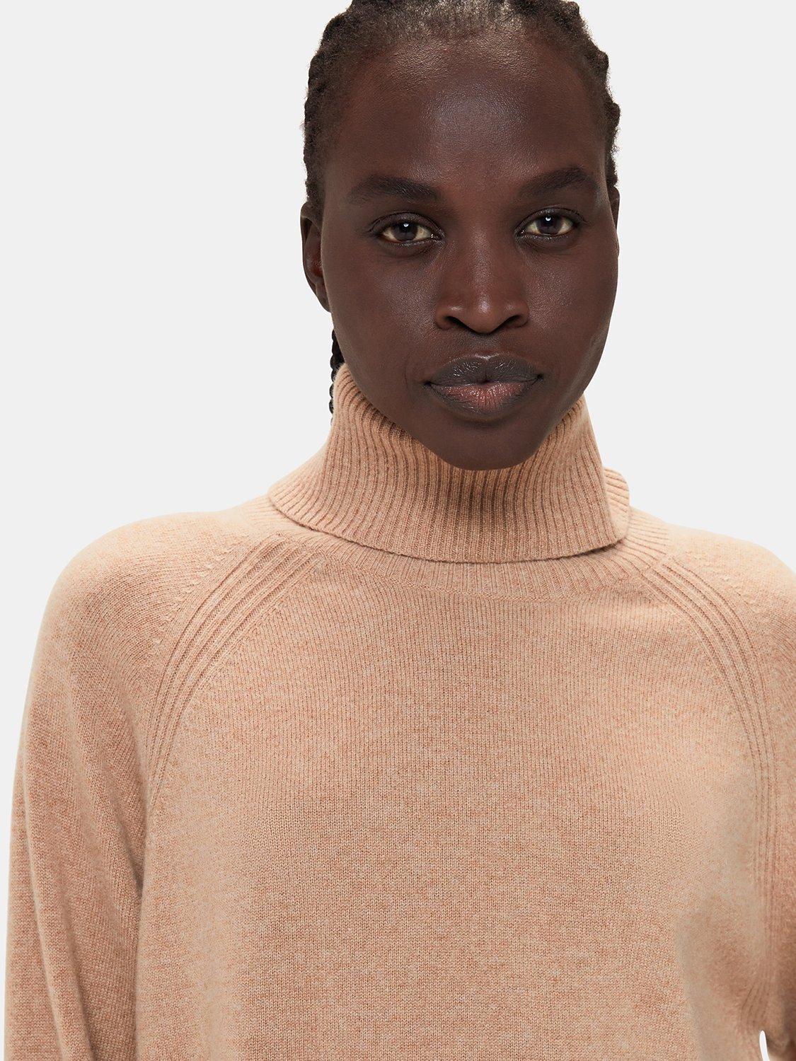 Product image 5 of 6, which shows Whistles Petite Cashmere Roll Neck Jumper, Camel, XS