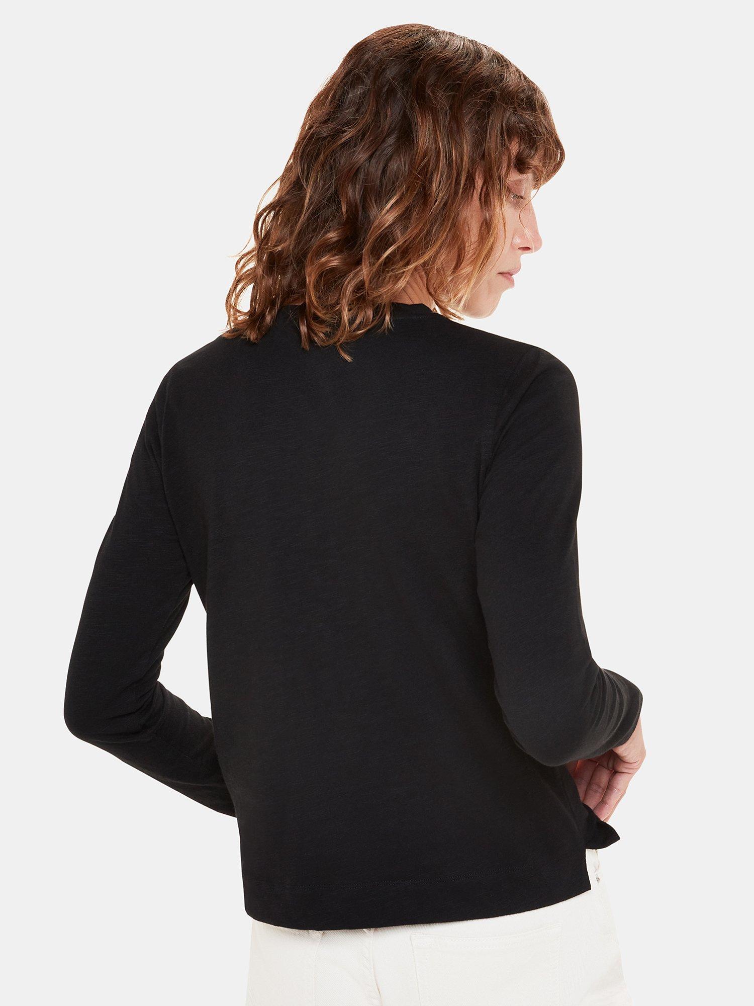 Product image 2 of 5, which shows Whistles Crew Neck Pocket Top, Black, 6