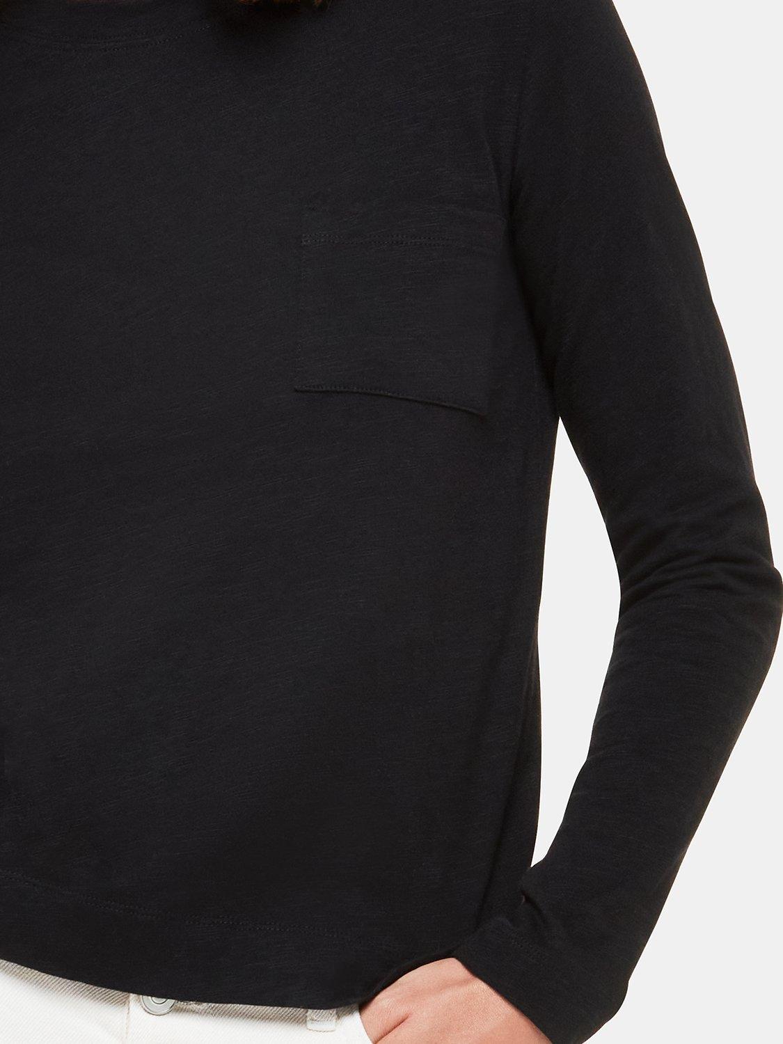 Product image 3 of 5, which shows Whistles Crew Neck Pocket Top, Black, 6