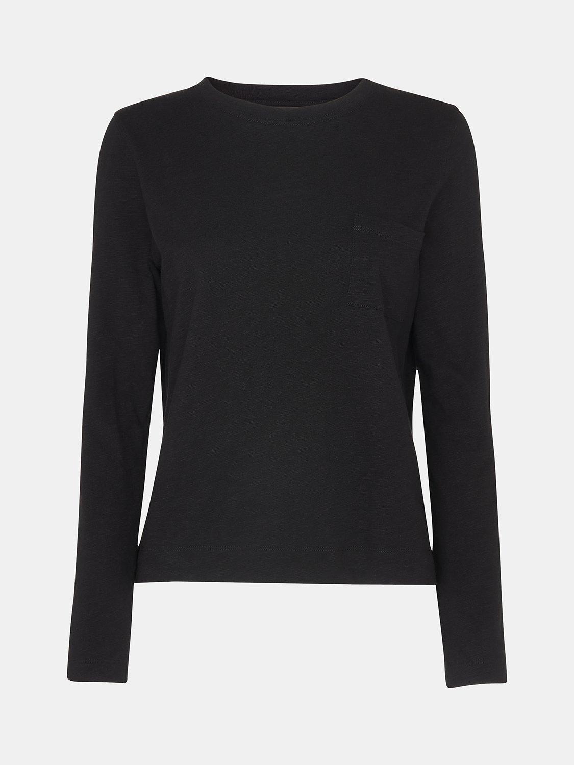 Product image 5 of 5, which shows Whistles Crew Neck Pocket Top, Black, 6