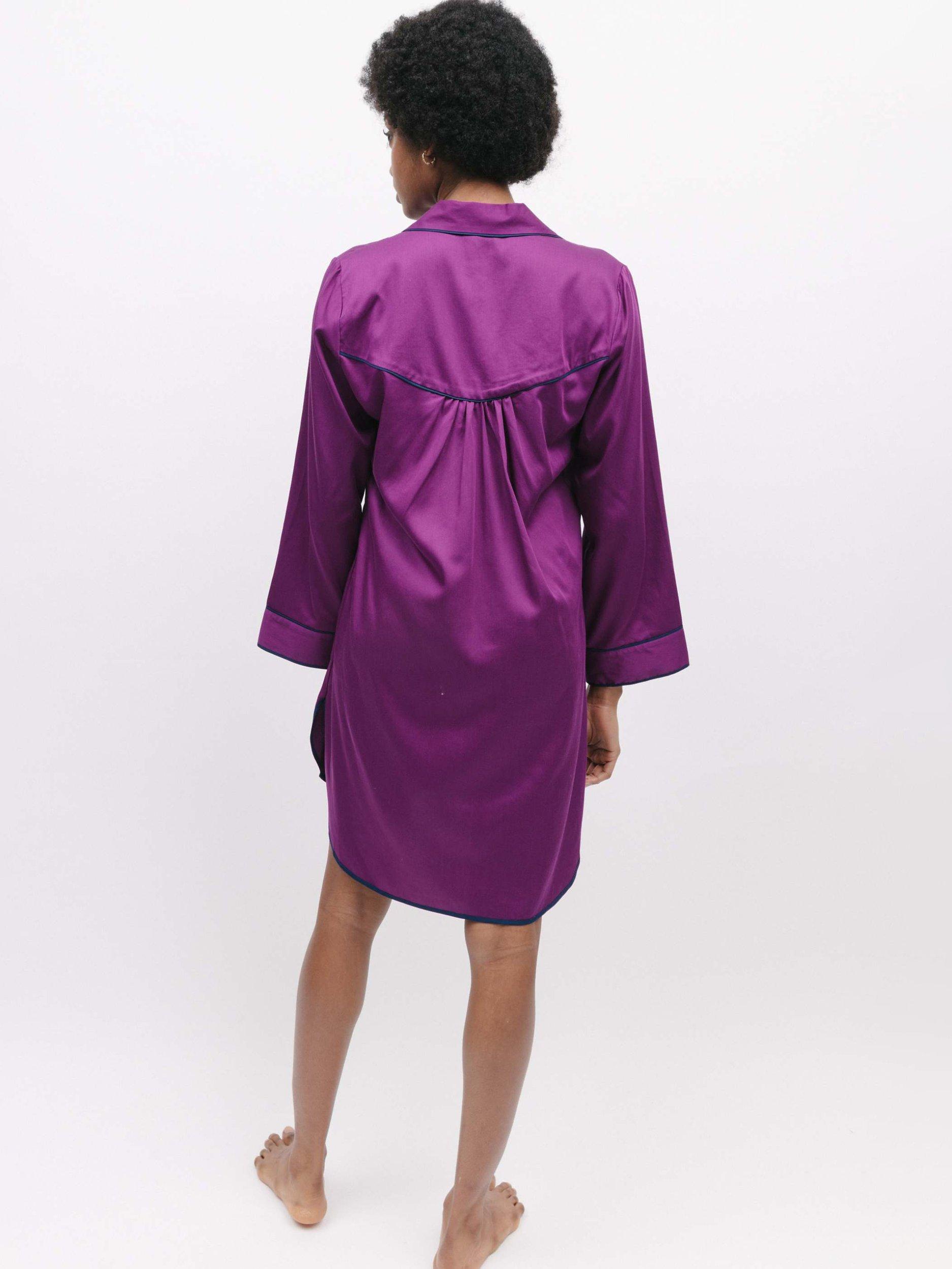 Product image 3 of 4, which shows Fable & Eve Southbank Solid Long Sleeve Nightshirt, Magenta, 8