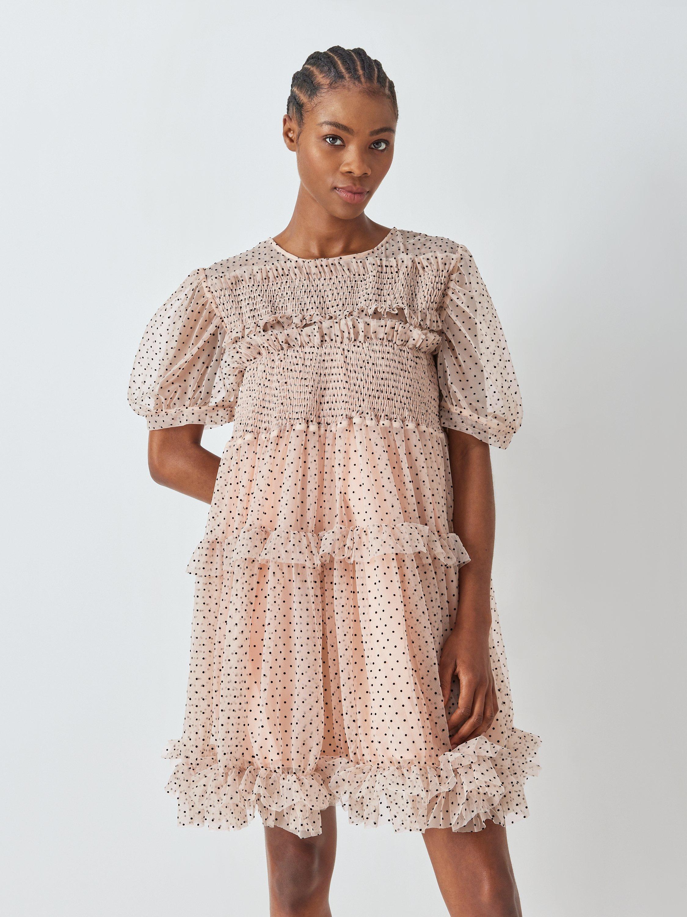 Sister Jane Seahorse Polka Dot Tulle Mini Dress, Nude/Multi