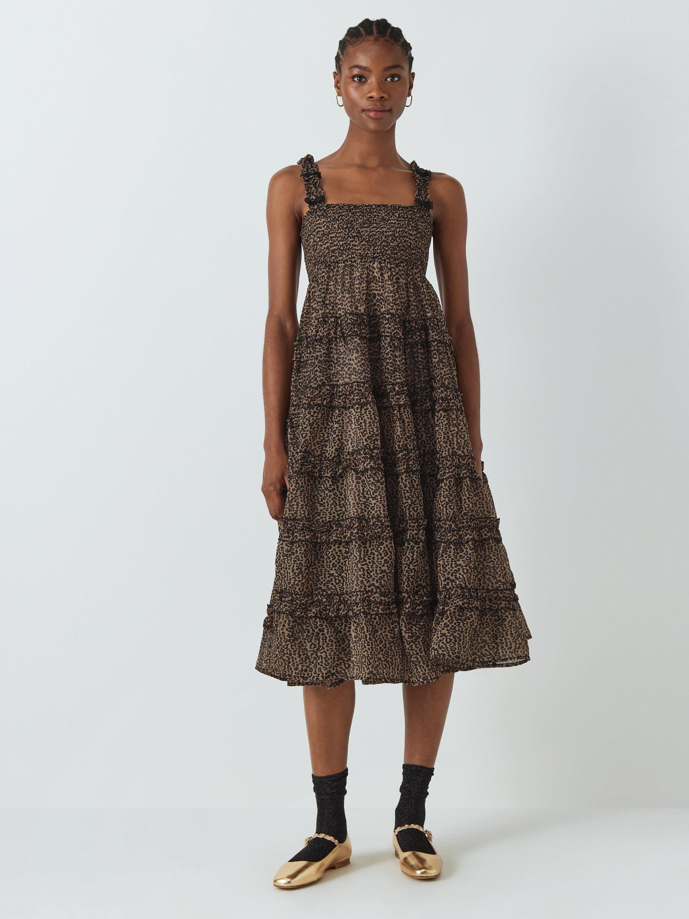 Sister Jane Lisette Leopard Print Midi Dress, Tan