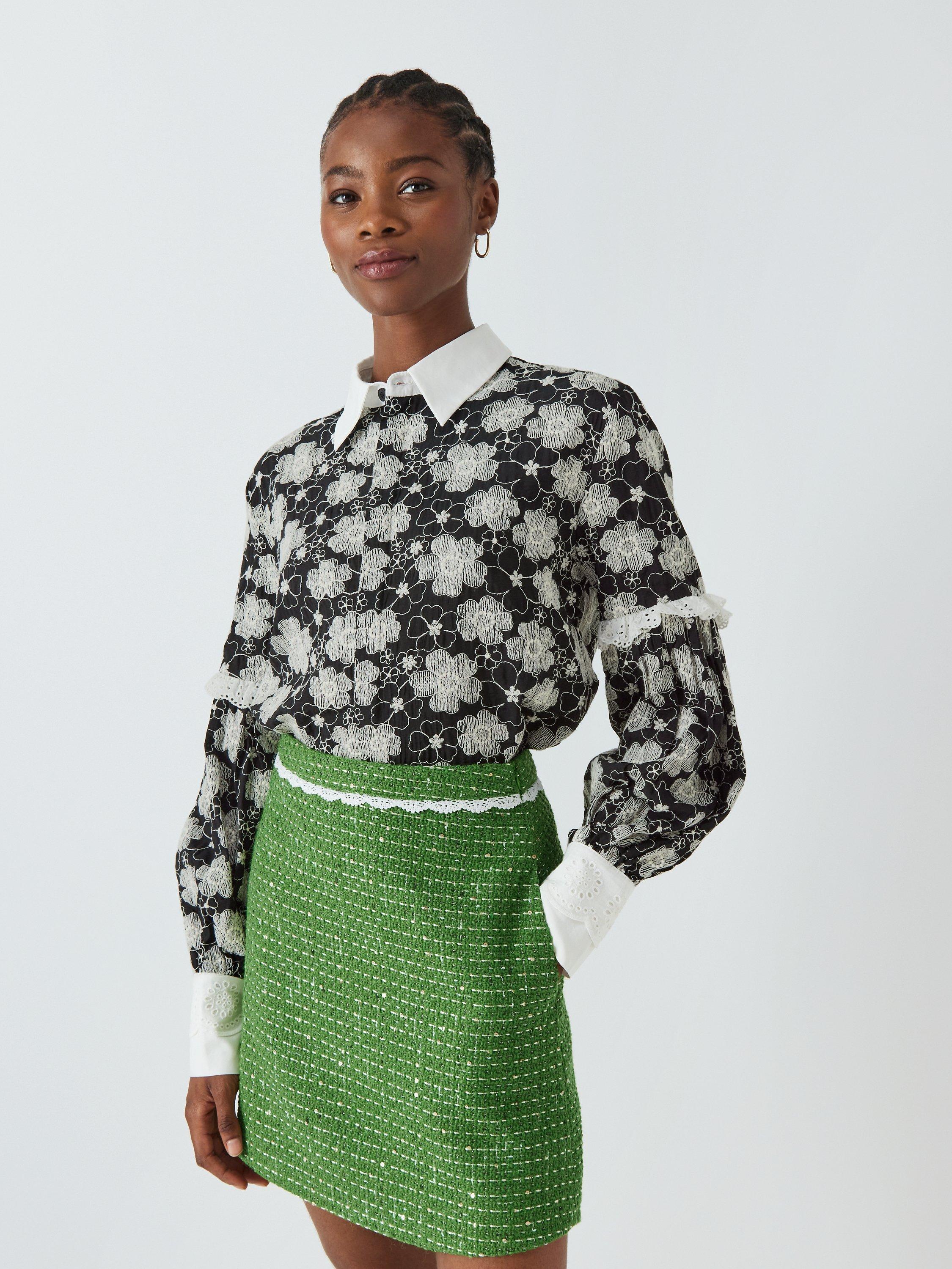 Sister Jane Mielle Embellished Bishop Sleeve Blouse, Black