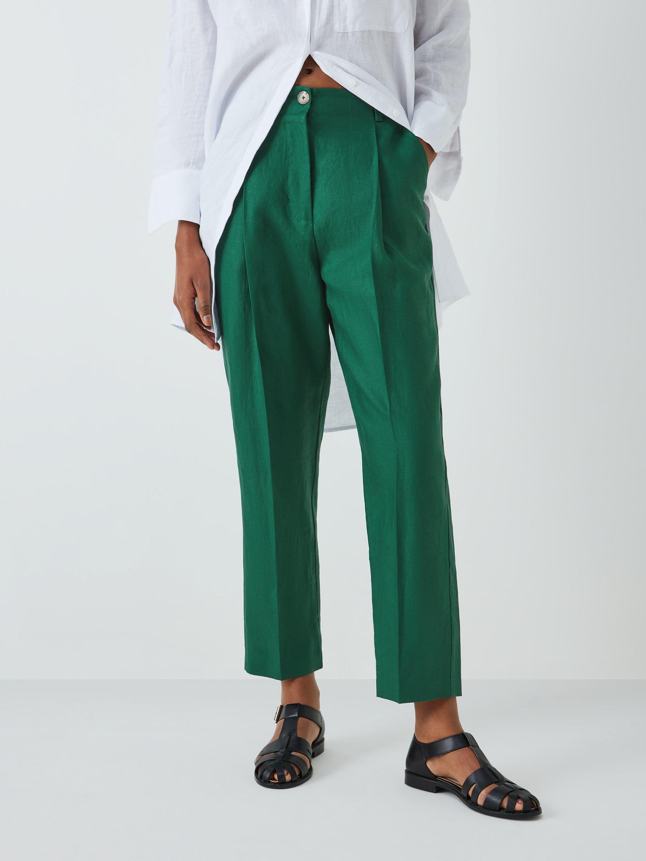 John Lewis Tapered Linen Trousers Smoke Pine 14