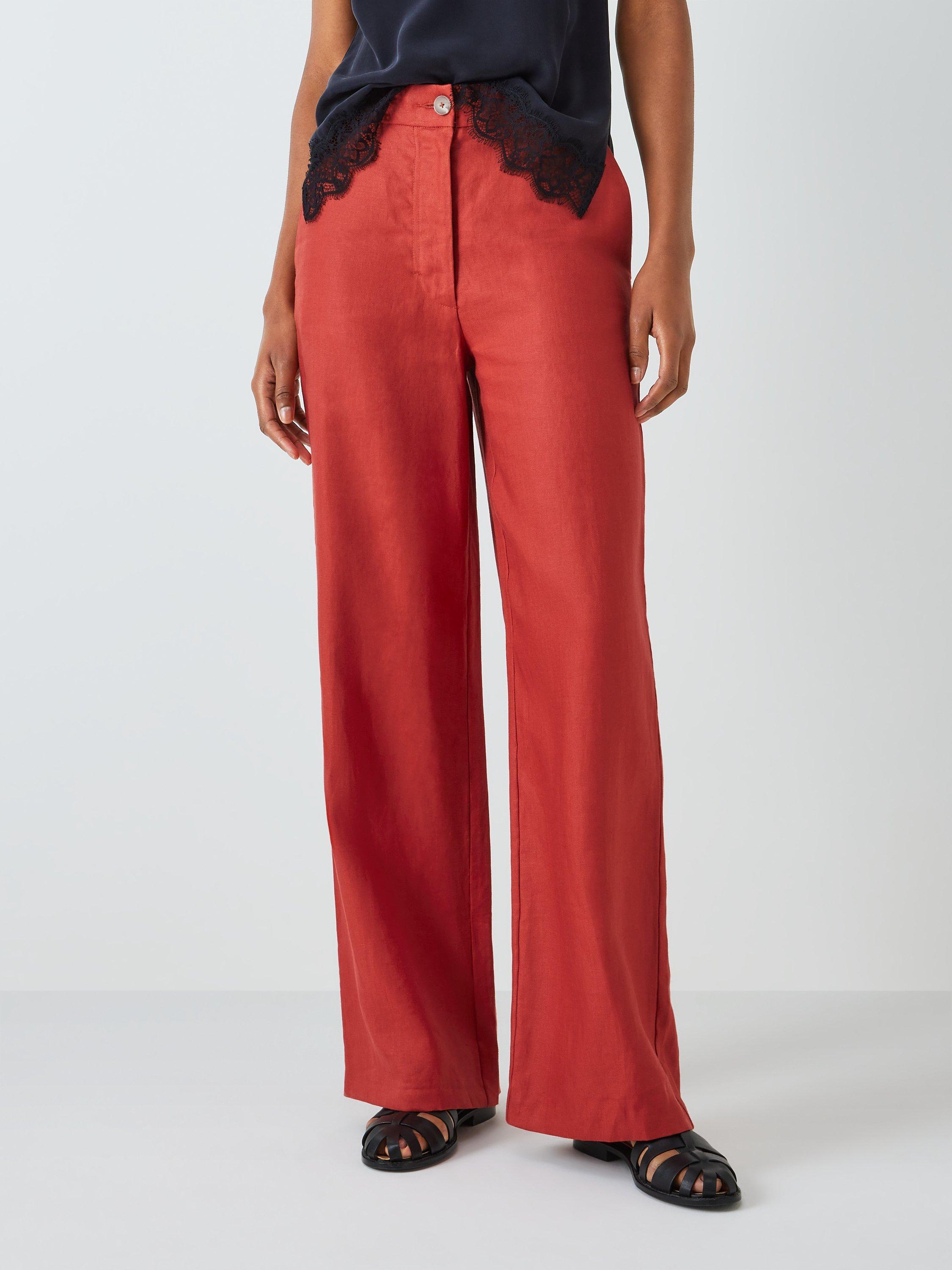 John Lewis Straight Fit Linen Trousers, Bossa Nova