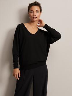 Phase Eight Senita V-Neck Knit Jumper, Black