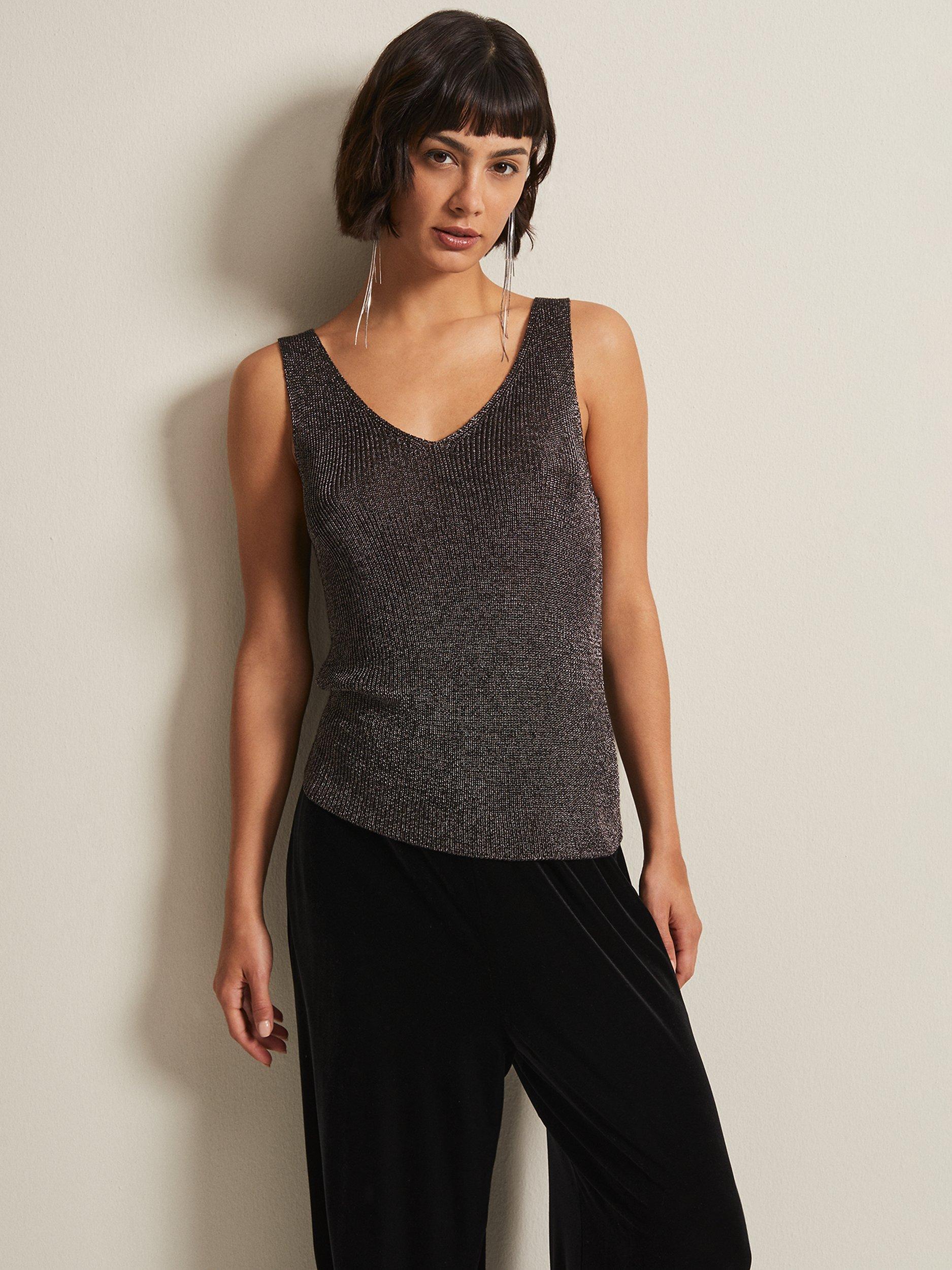 Phase Eight Cassia Metallic Knitted Vest, Gunmetal