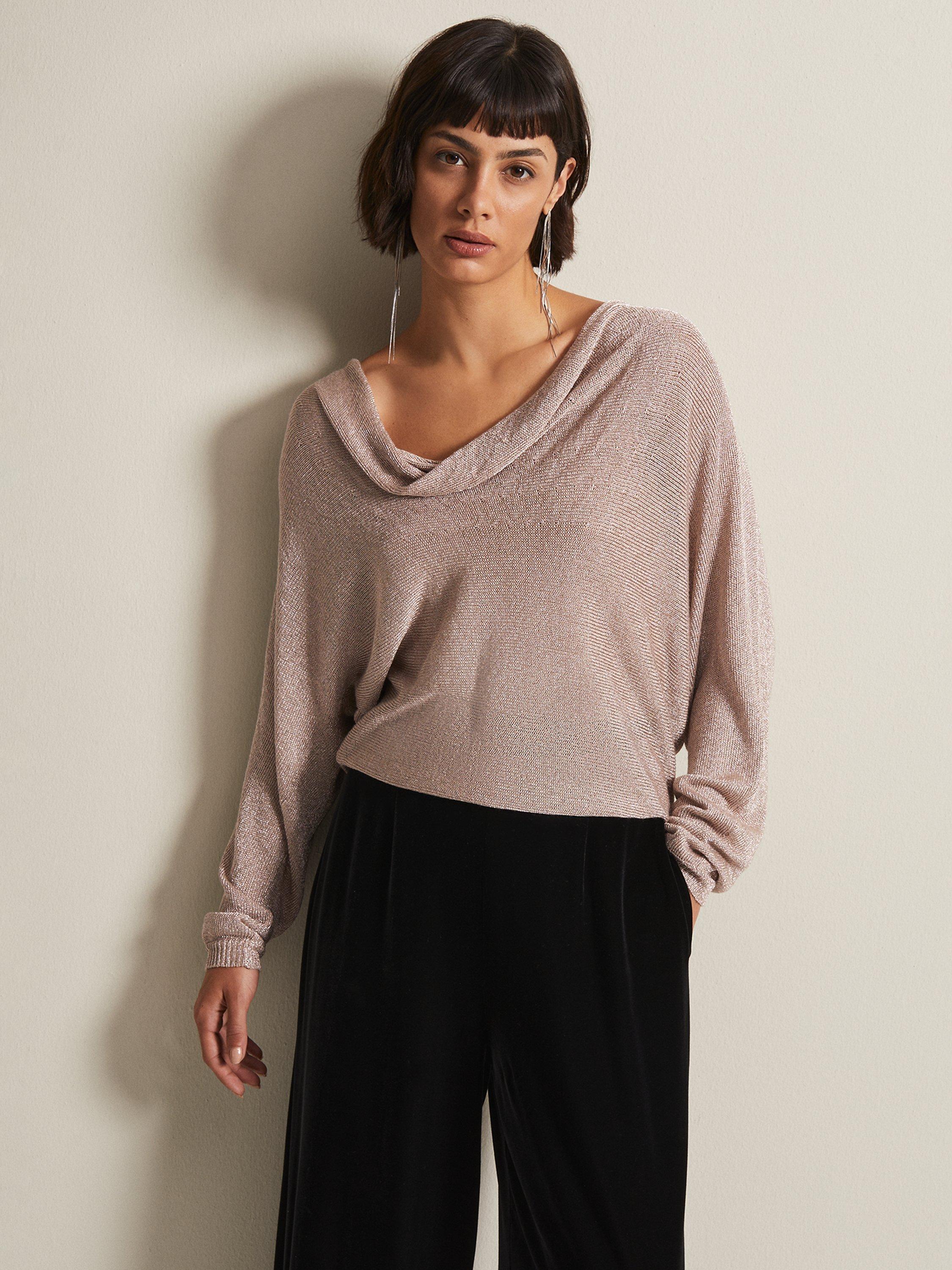 Phase Eight Malti Metallic Knit Top, Rose Gold