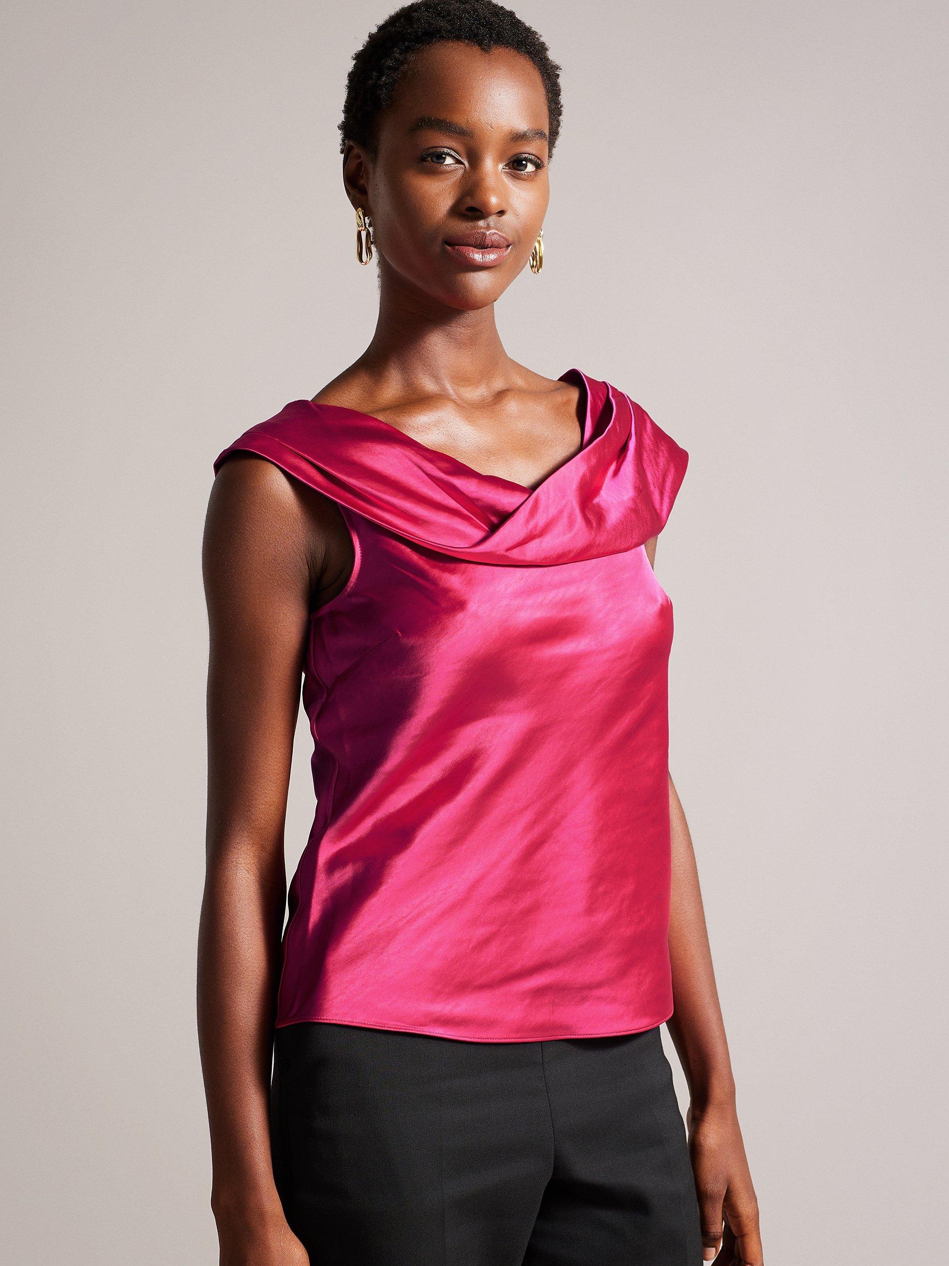 Ted Baker Deanaah Draped Neck Straight Top, Pink