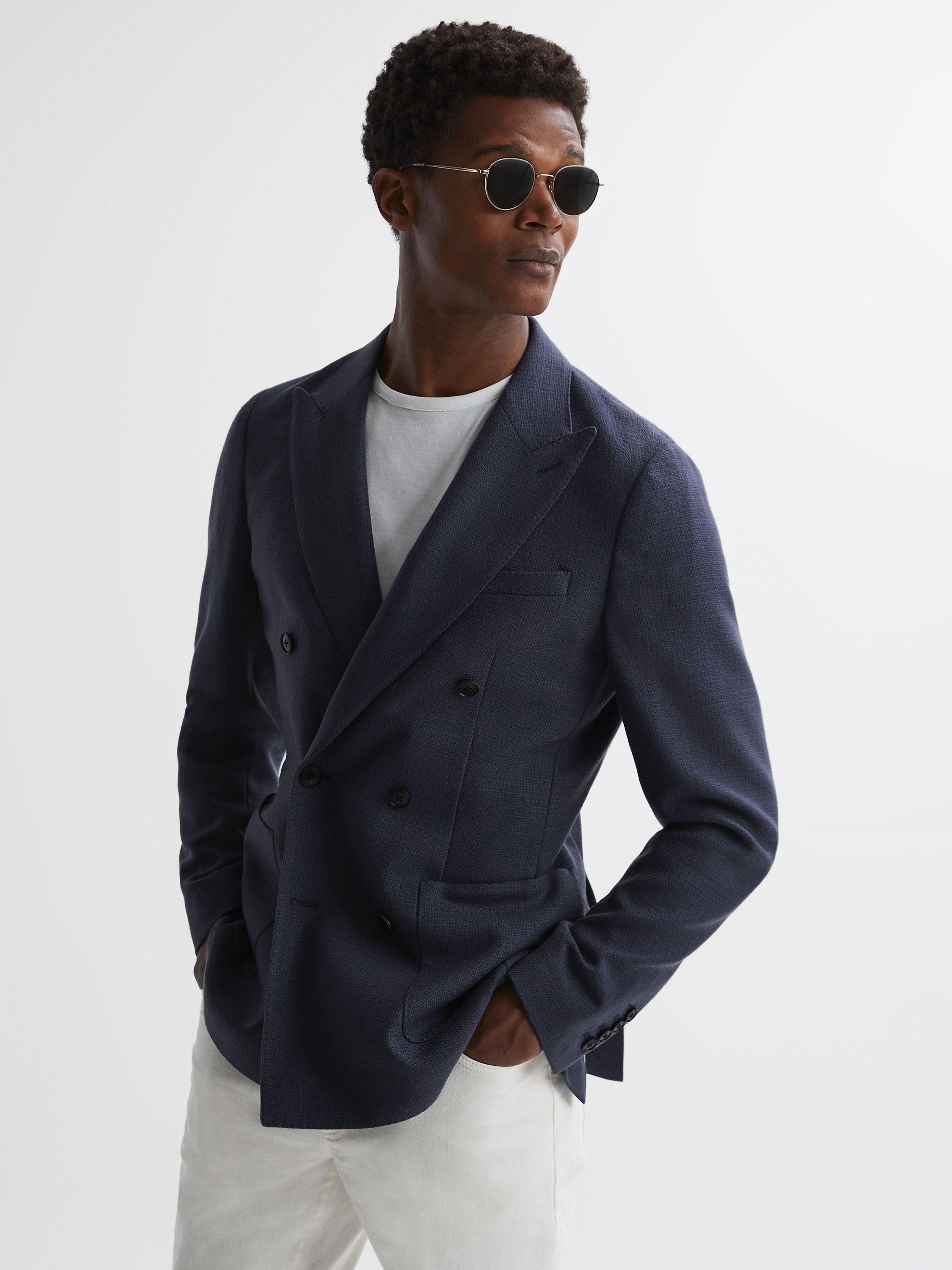 Reiss Admire Wool Blend Blazer, Airforce Blue