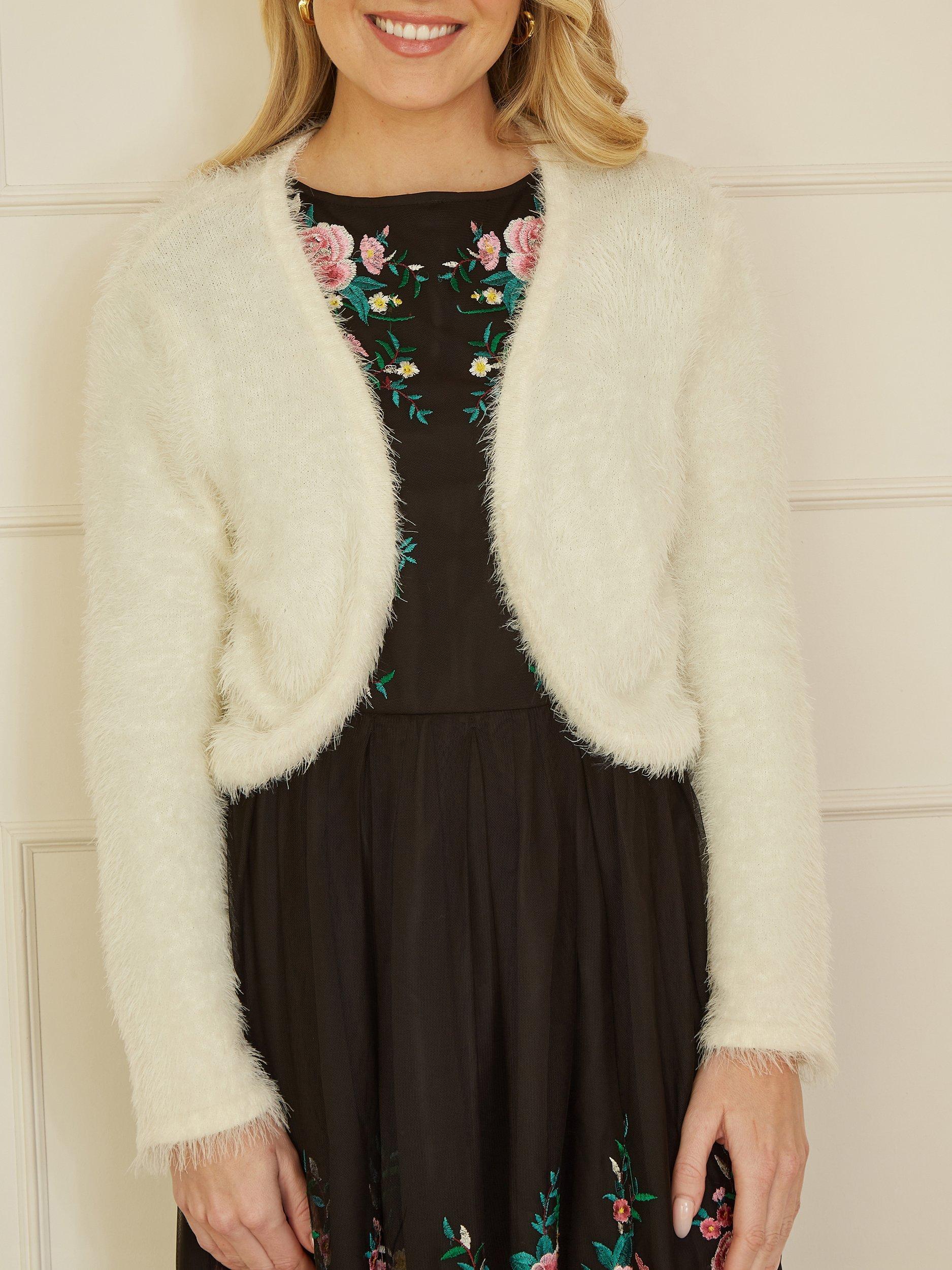 Yumi Ivo Eyelash Knit Bolero, Ivory