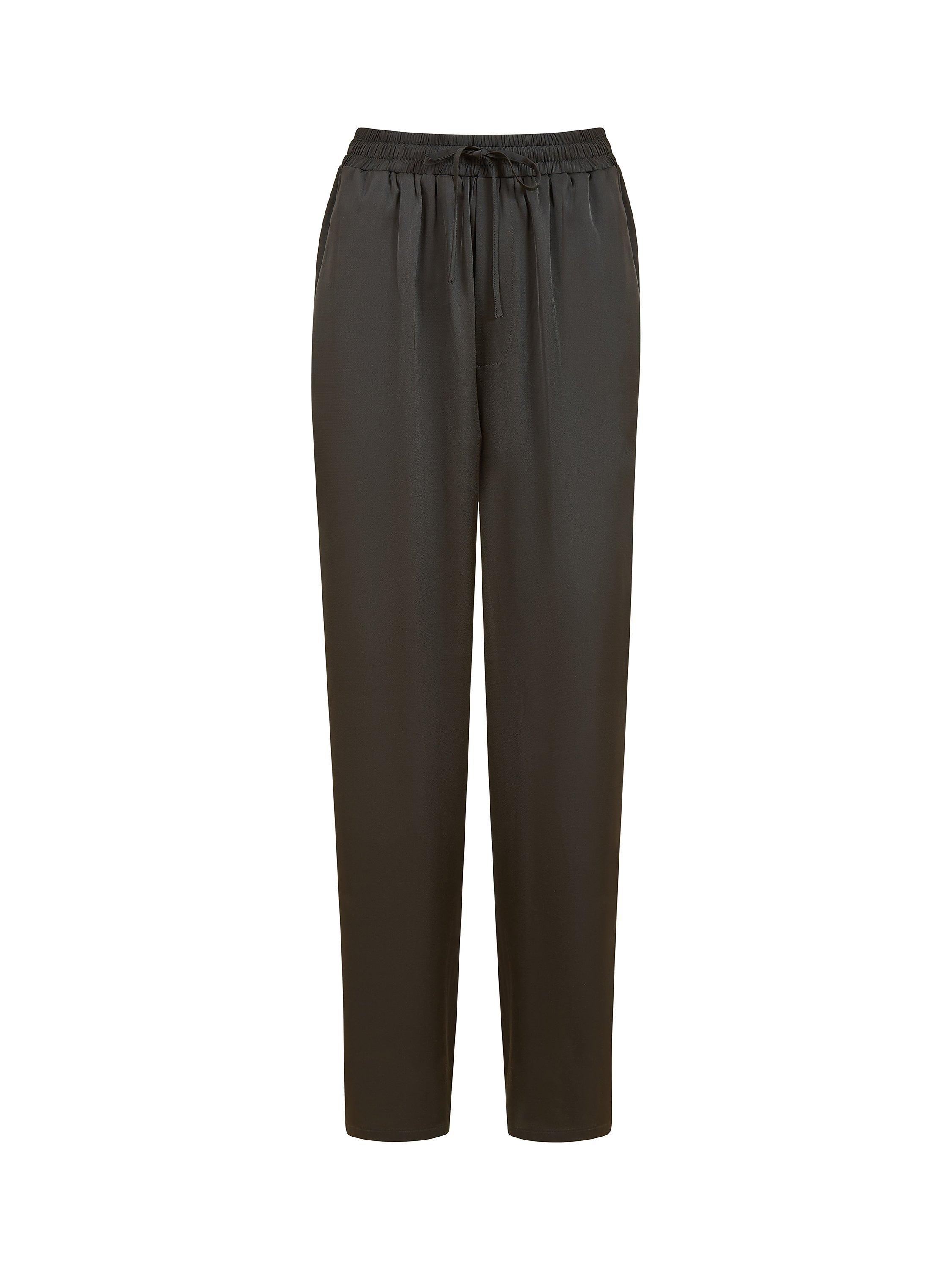 Yumi Satin Relaxed Trousers, Black, 8