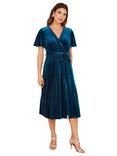 Yumi Velvet Wrap Over Midi Dress