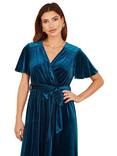 Yumi Velvet Wrap Over Midi Dress