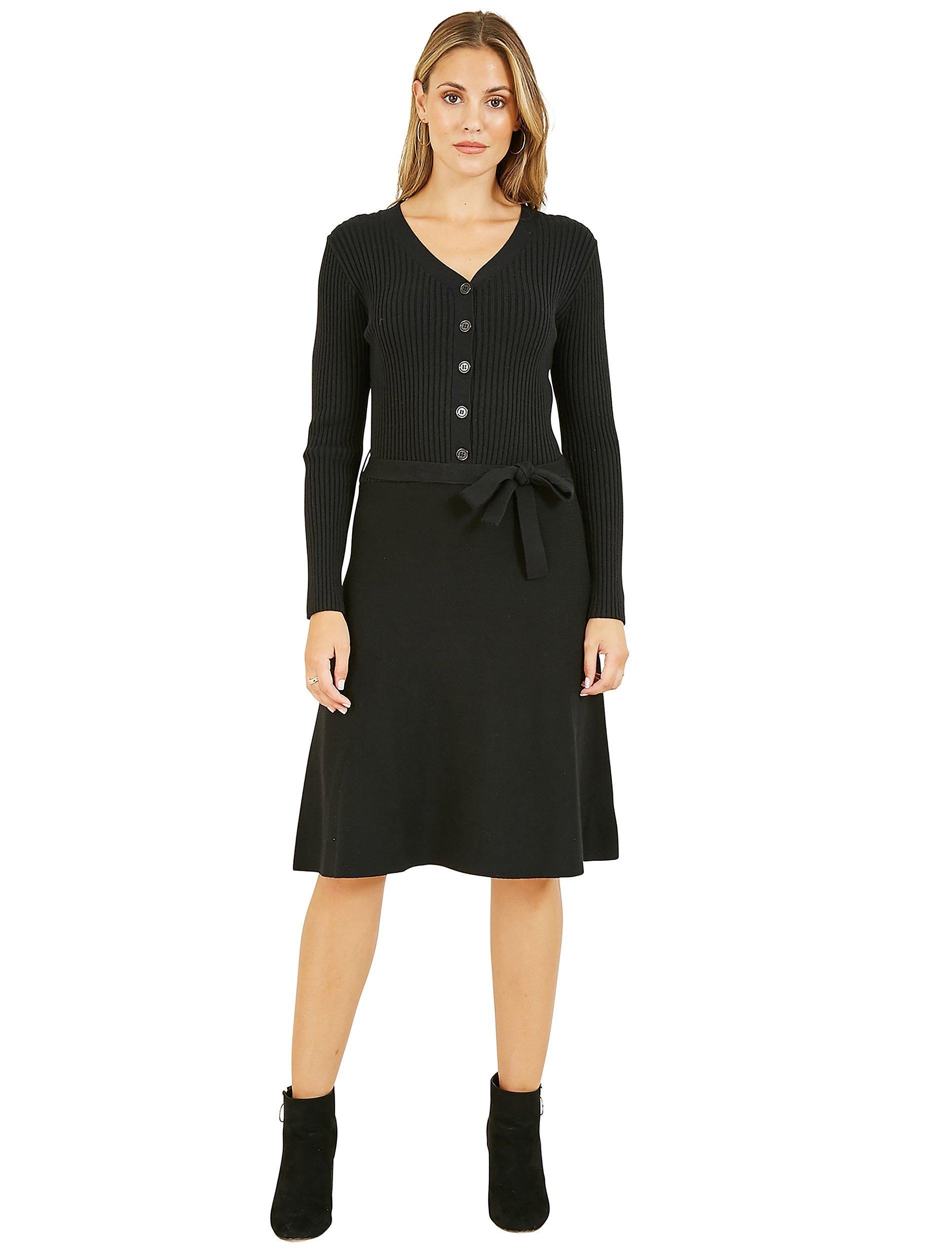 Black knitted skater dress hot sale