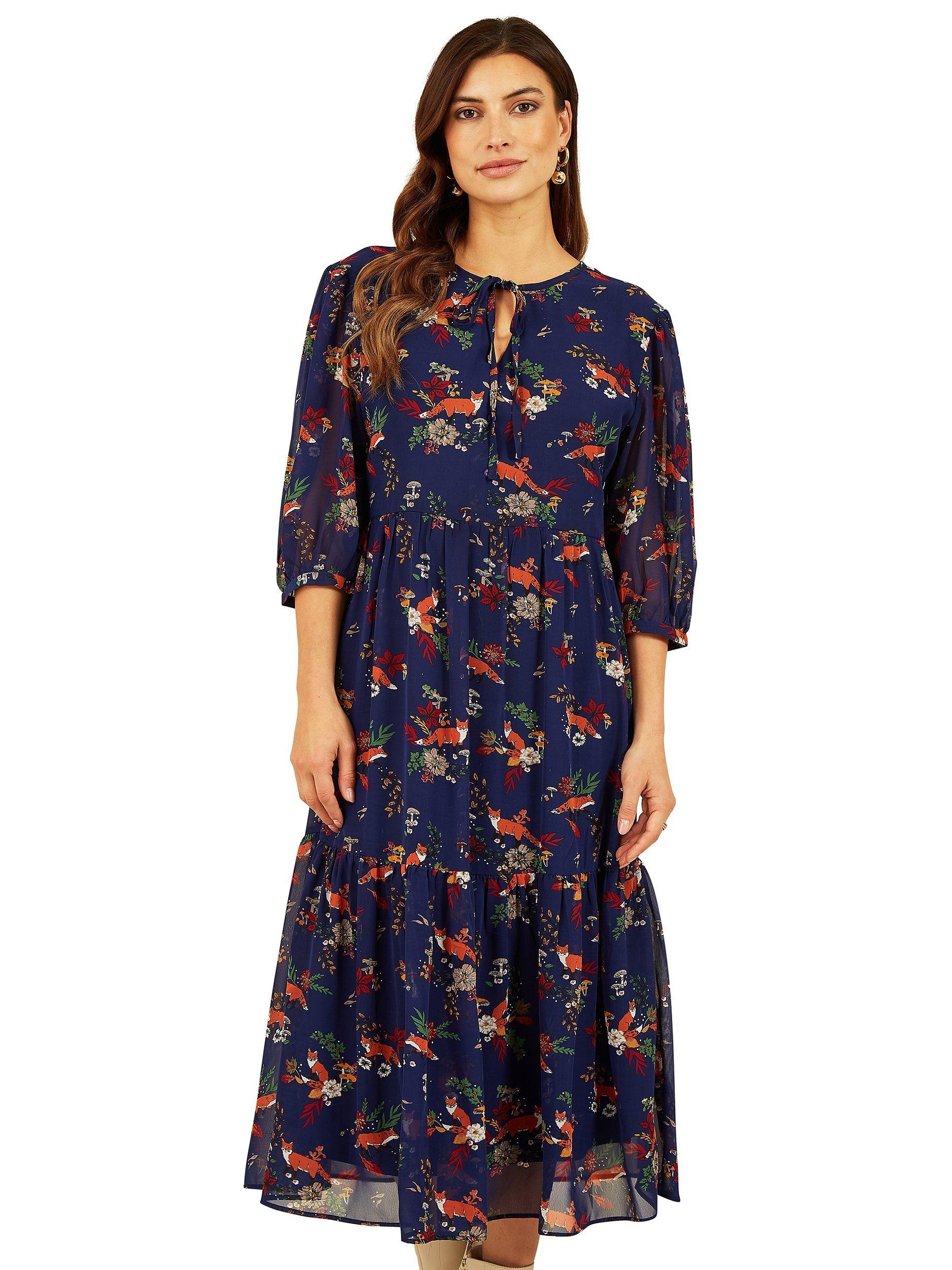 Yumi Filbert Boho Midi Dress, Navy
