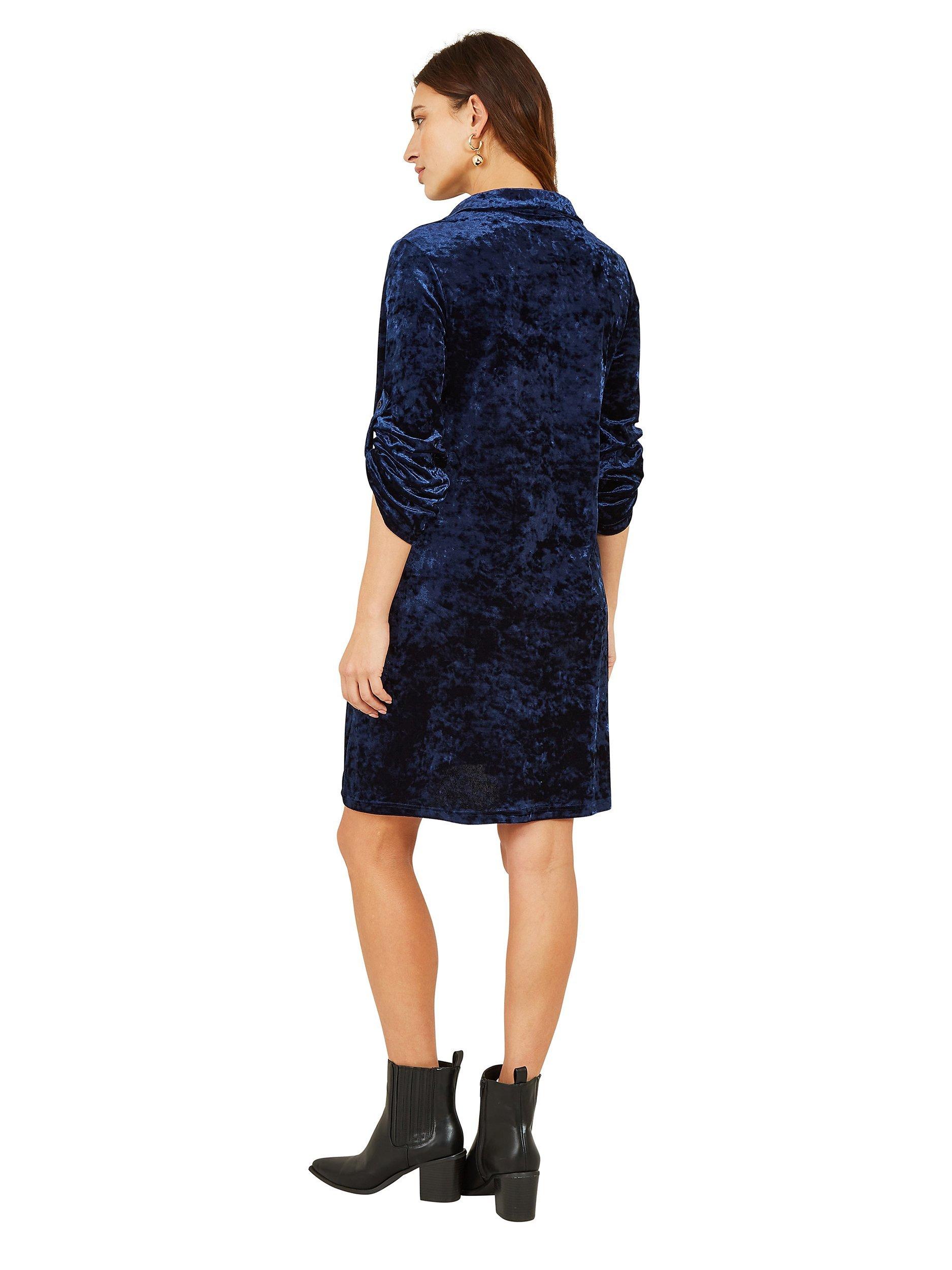 Product image 3 of 4, which shows Yumi Velvet Tunic Dress, Navy, 12