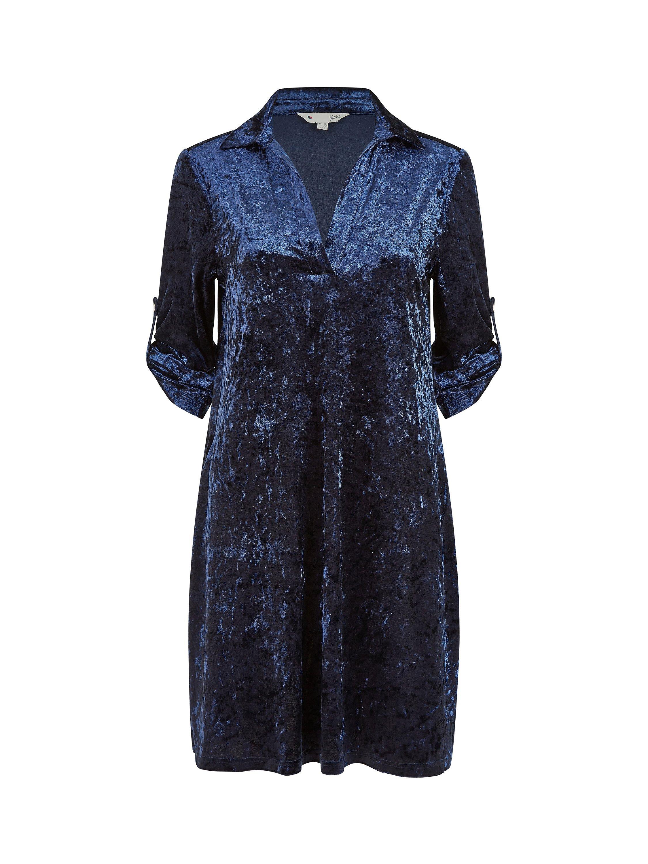 Product image 4 of 4, which shows Yumi Velvet Tunic Dress, Navy, 12