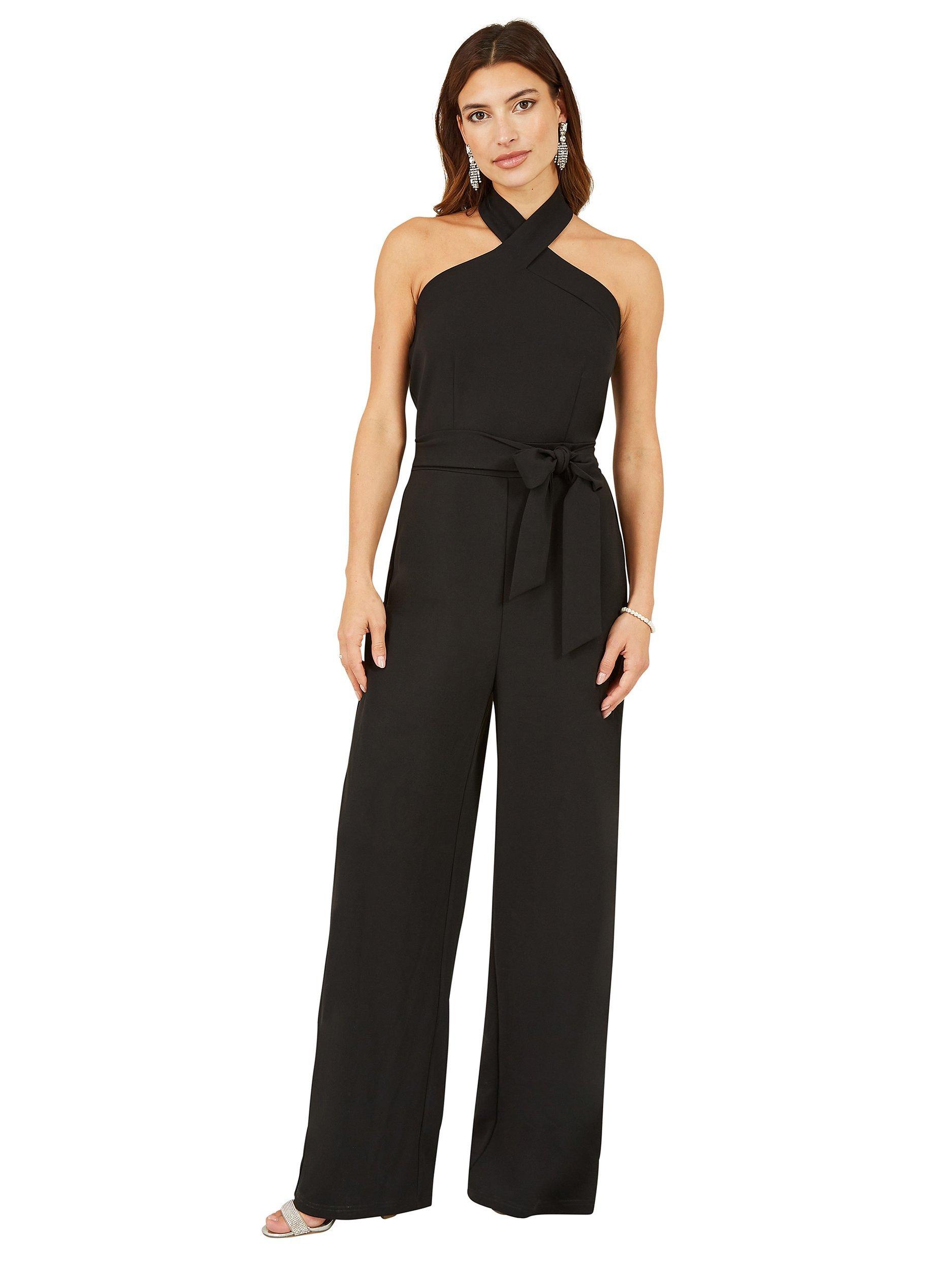 Product image 2 of 4, which shows Yumi Halter Neck Jumpsuit, Black, 8