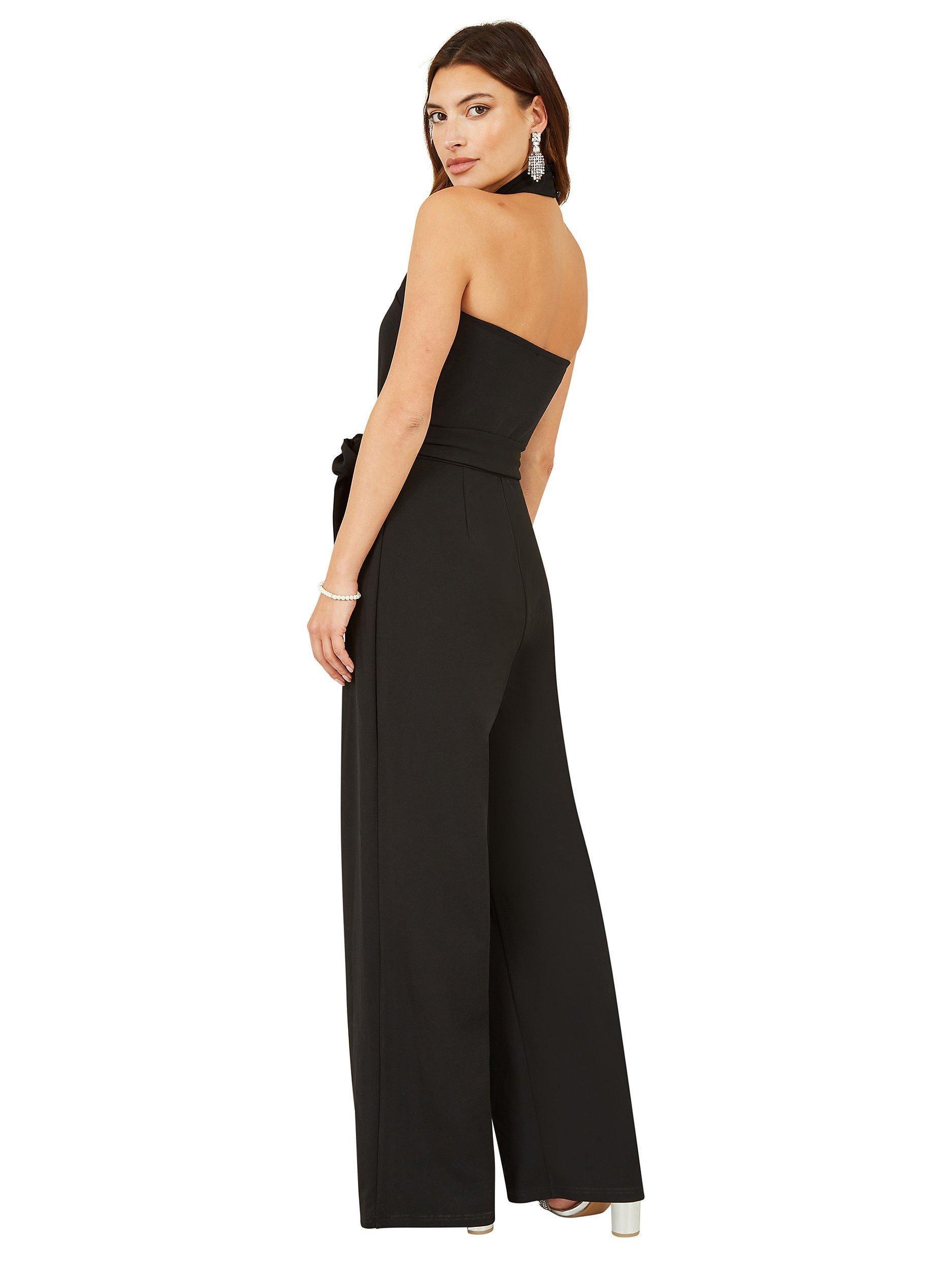 Product image 3 of 4, which shows Yumi Halter Neck Jumpsuit, Black, 8