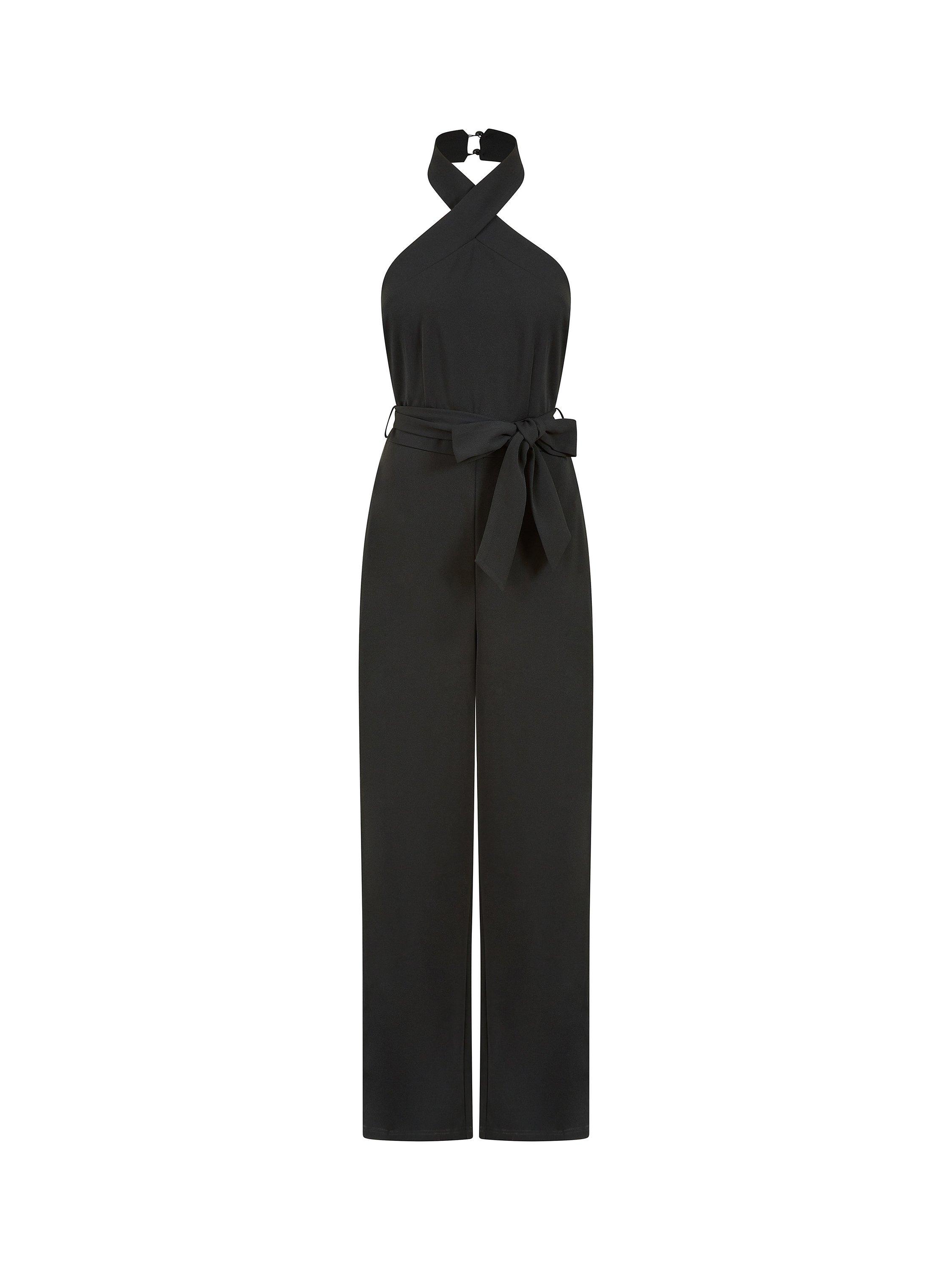 Product image 4 of 4, which shows Yumi Halter Neck Jumpsuit, Black, 8