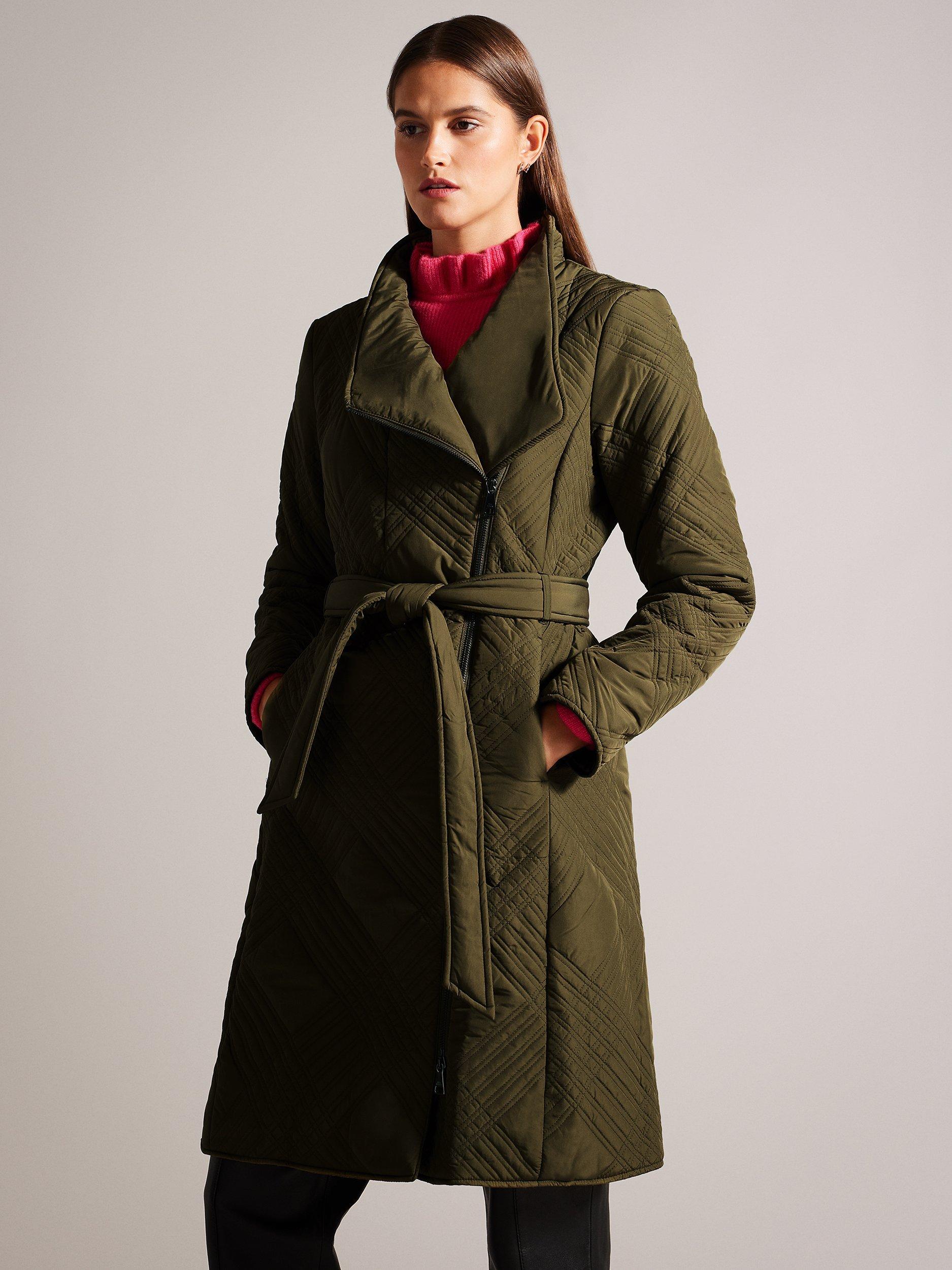 Ted Baker Rosemae Padded Wrap Coat, Green Khaki