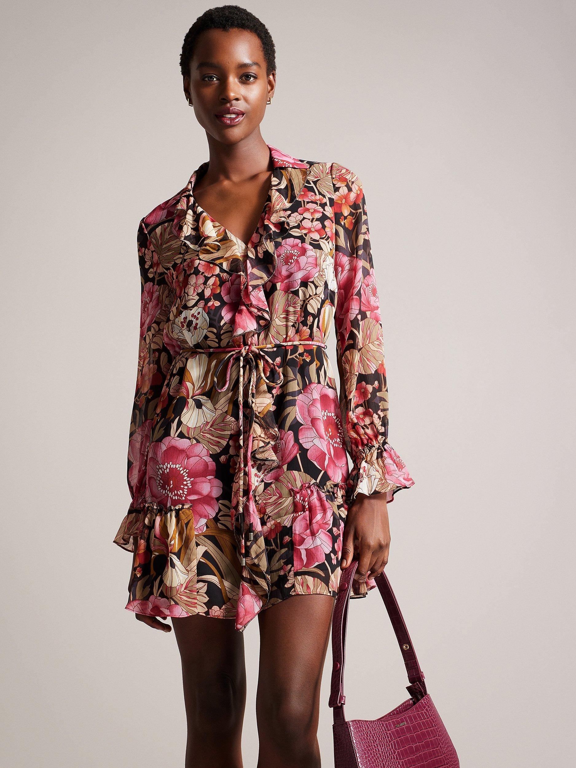 Ted Baker Cecihly Floral Ruffle Mini Dress, Multi