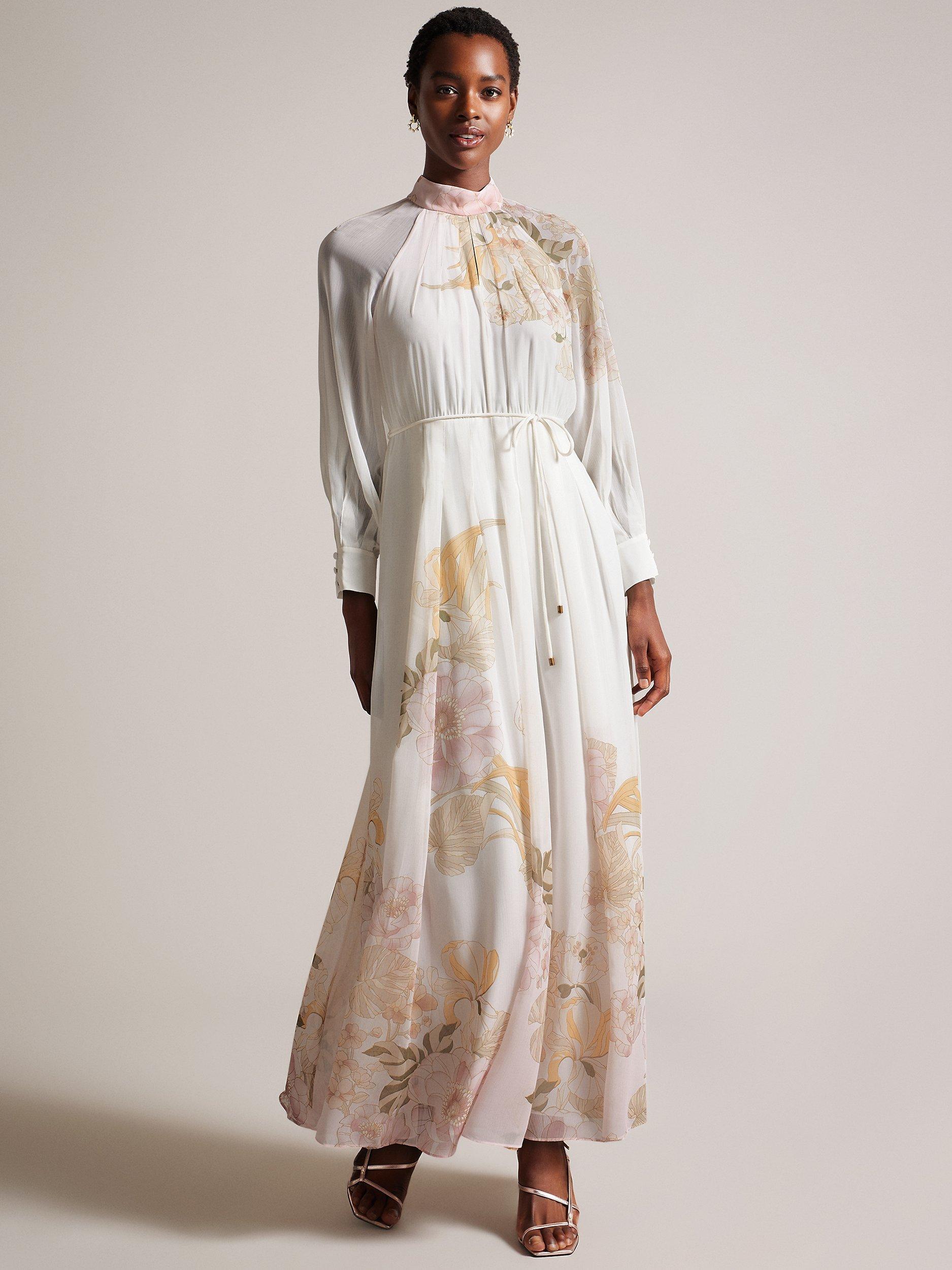 Ted Baker Lealani High Neck Maxi Dress, White/Multi