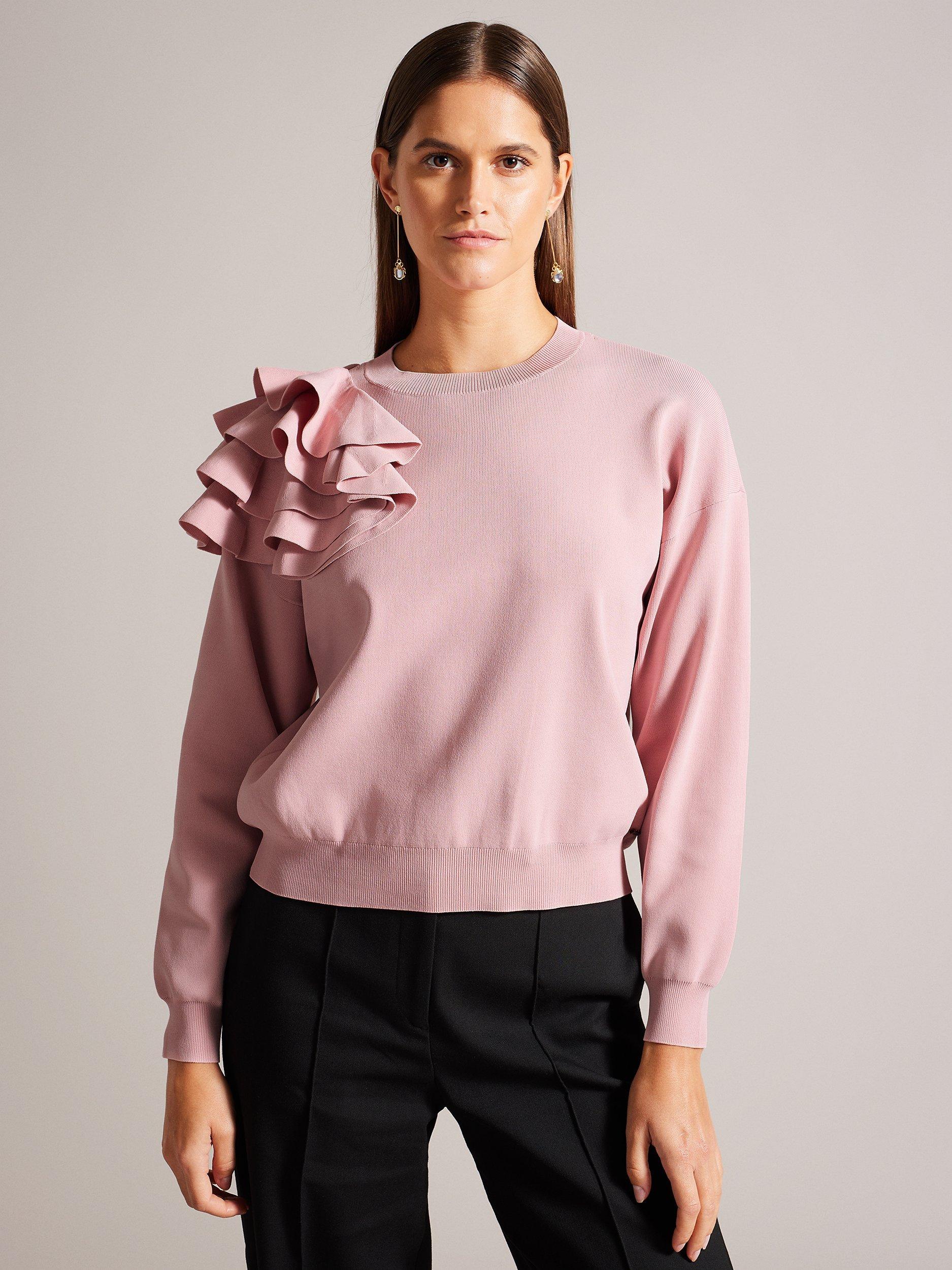 Ted Baker Debroh Ruffle Detail Jumper, Pink