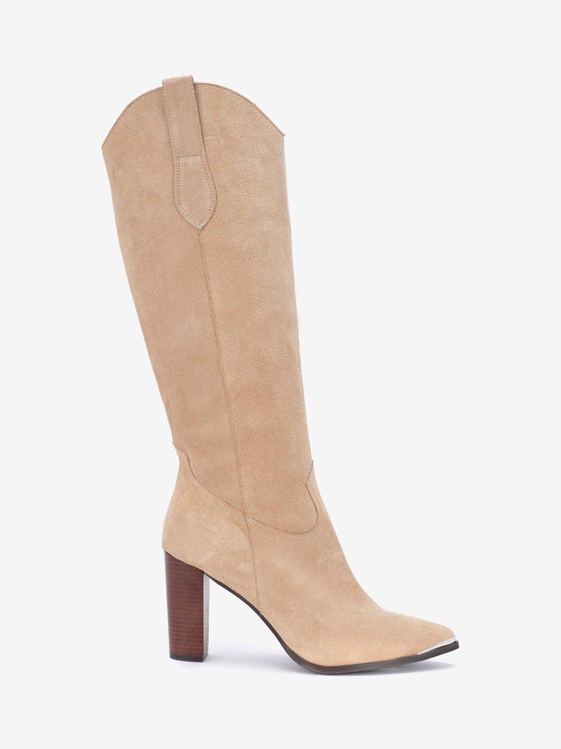 Mint Velvet Neutral Suede Boots, Natural