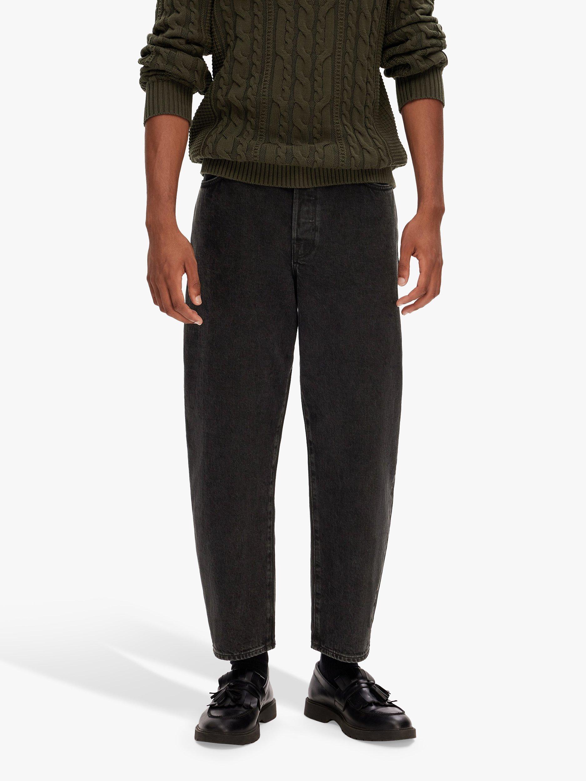 Selected Barrel Fit Jeans, Black