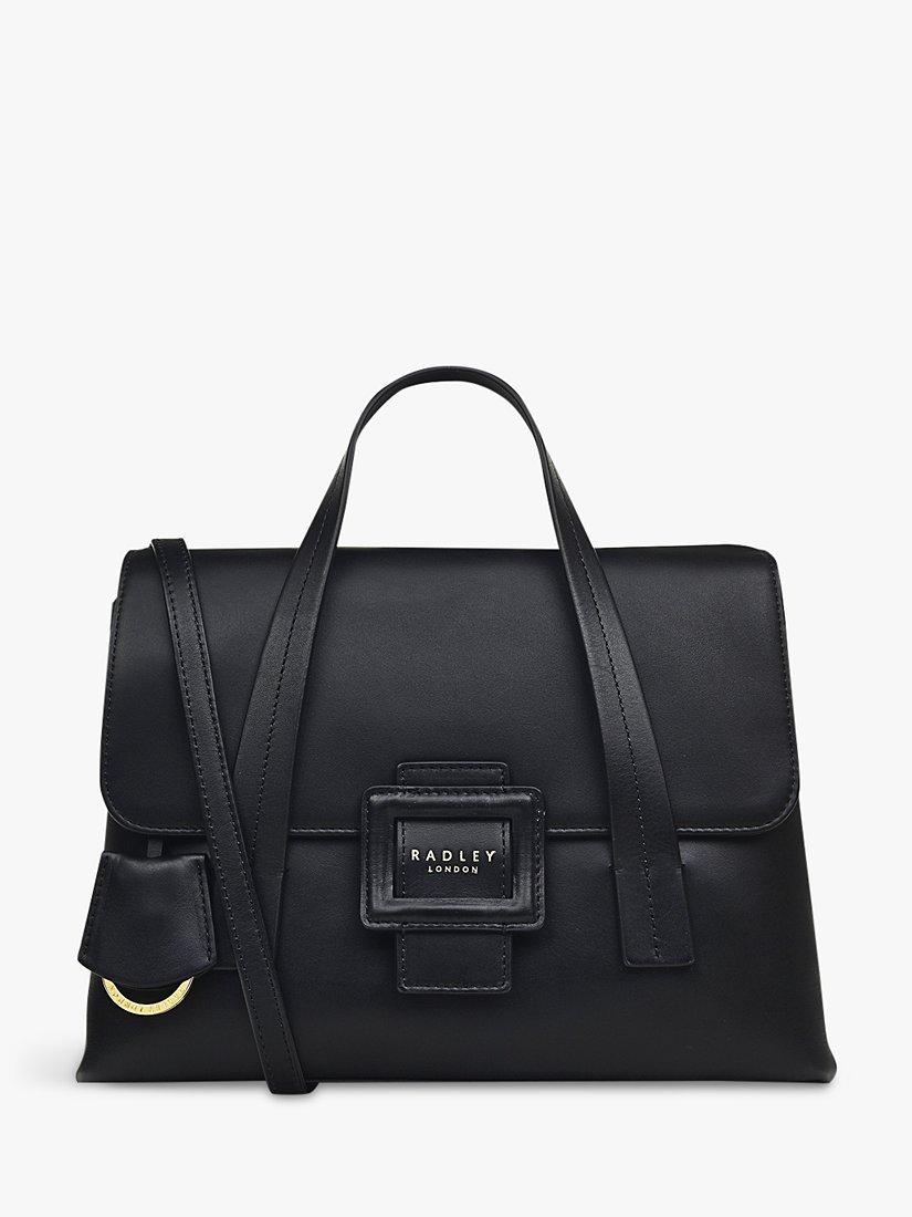 Radley Purley Knoll Medium Flapover Leather Grab Bag, Black, One Size