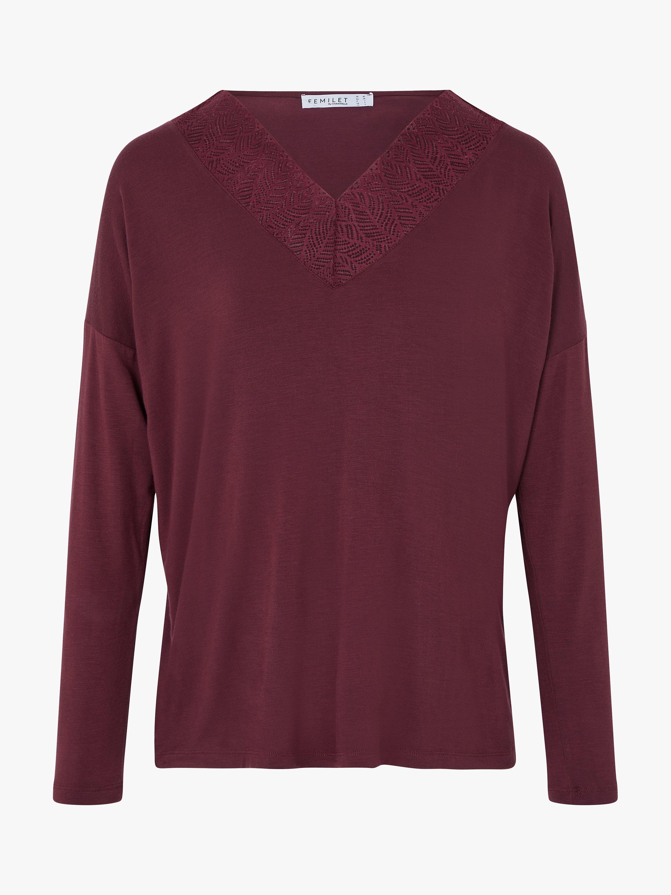 Femilet Jazz Long Sleeve Loungewear Top, Port, L