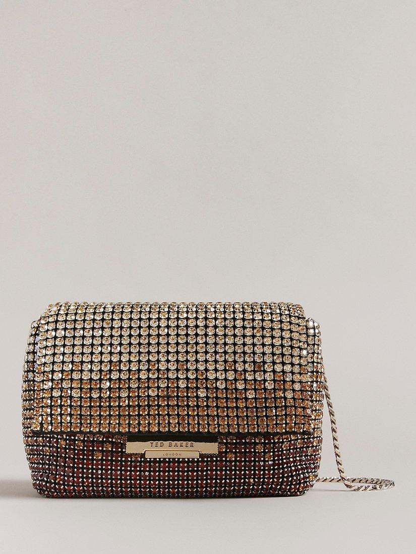 Ted Baker Gliters Crystal Embellished Clutch Bag, Brown, One Size