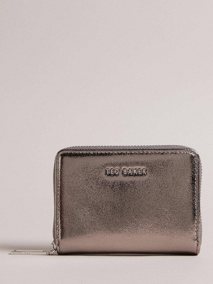 Ted Baker Lilleee Small Zip Around Leather Purse, Grey Gunmetal, One Size