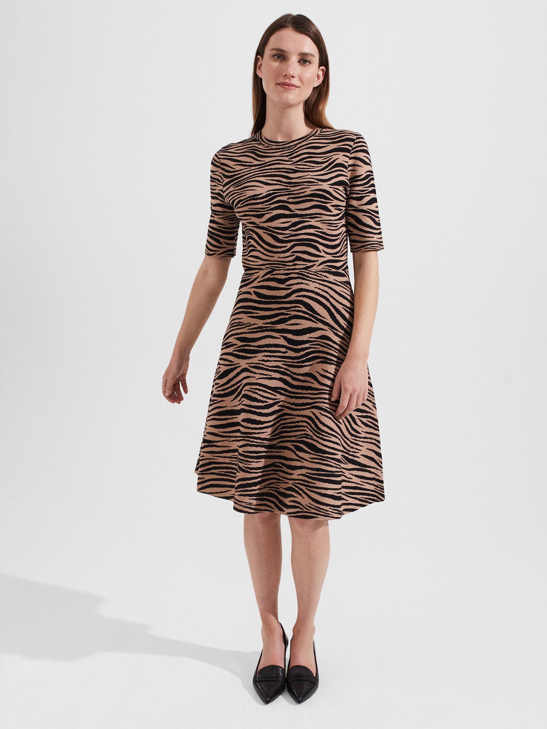 Hobbs Madison Knitted Dress Black Camel