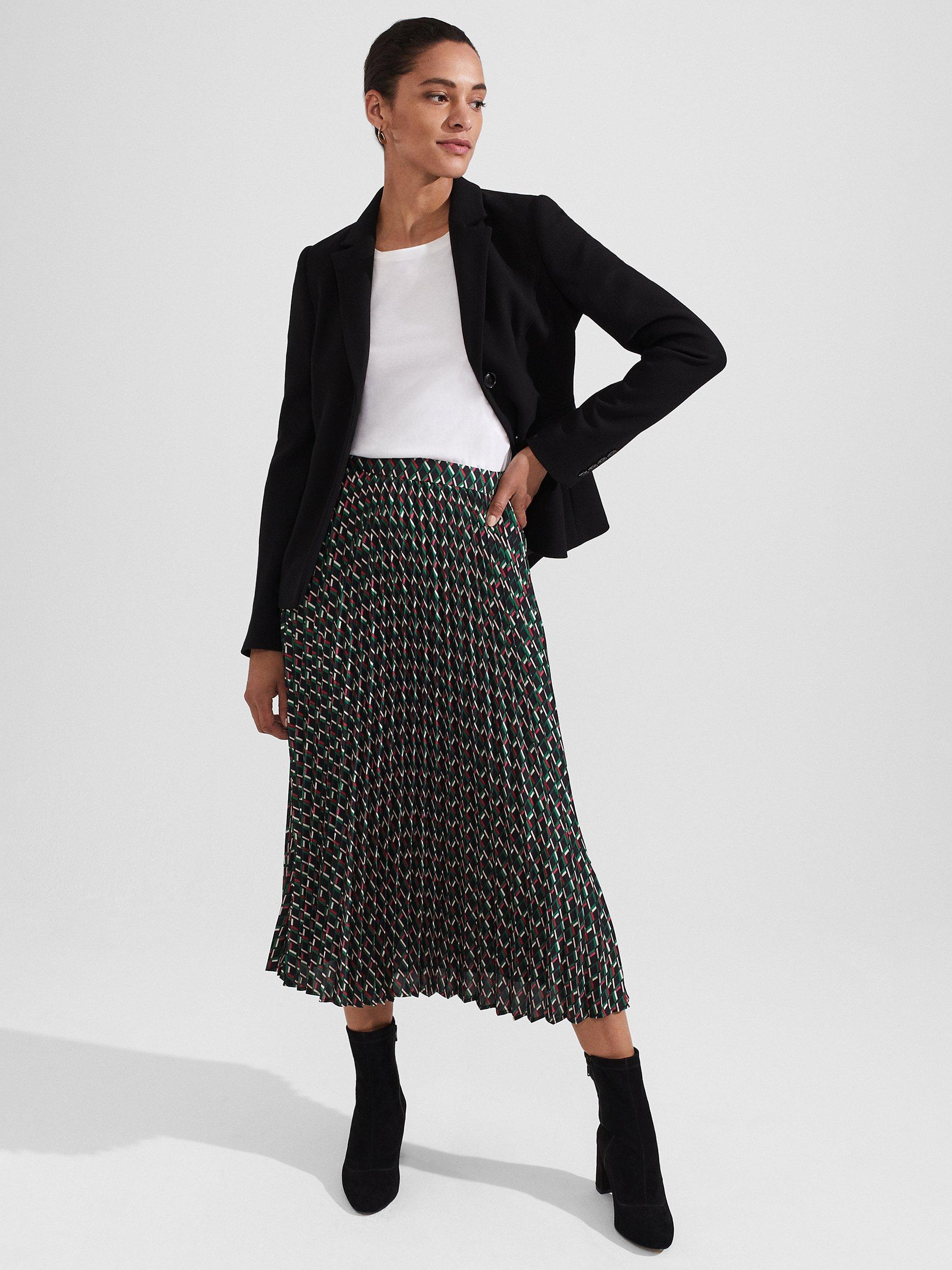 Hobbs Kayla Pleated Midi Skirt Multi